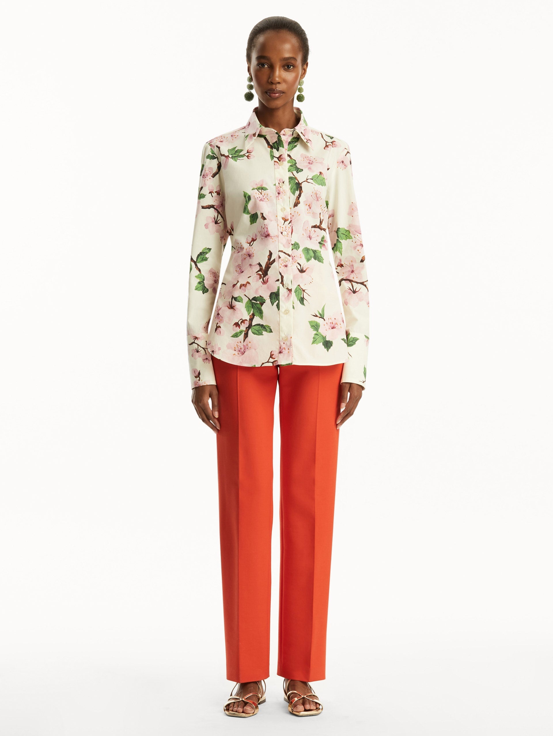 CHERRY BLOSSOM COTTON POPLIN BLOUSE - 3