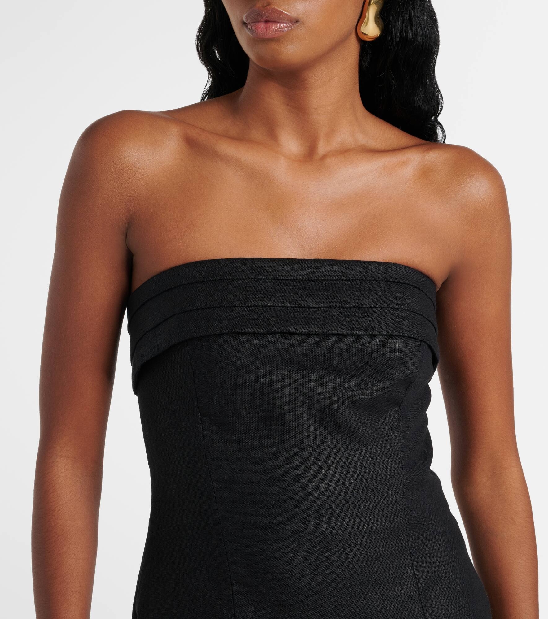 Strapless linen top - 4