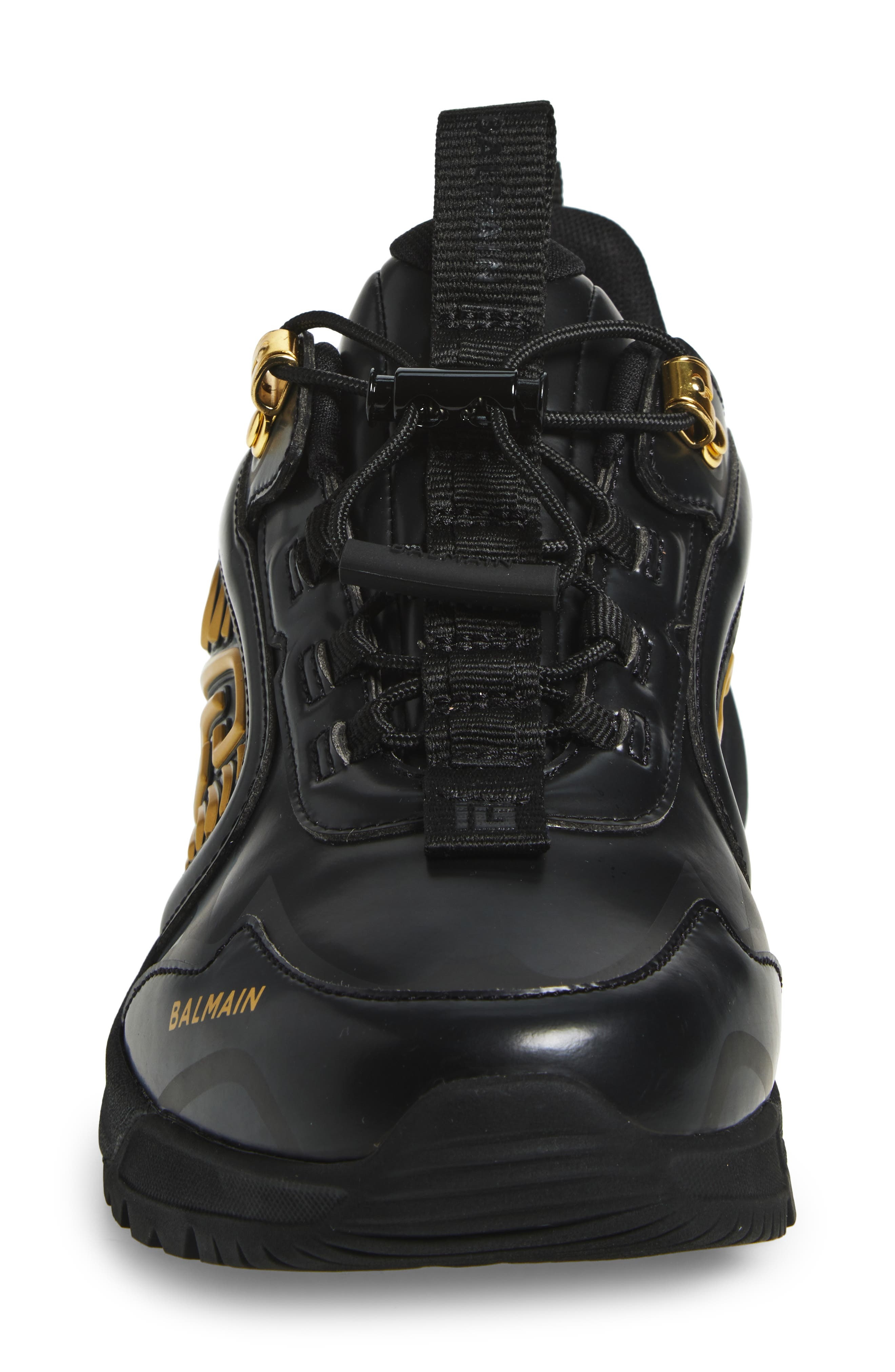 Balmain Cosmic Dust Glazed Sneaker in Black/Gold at Nordstrom - 4