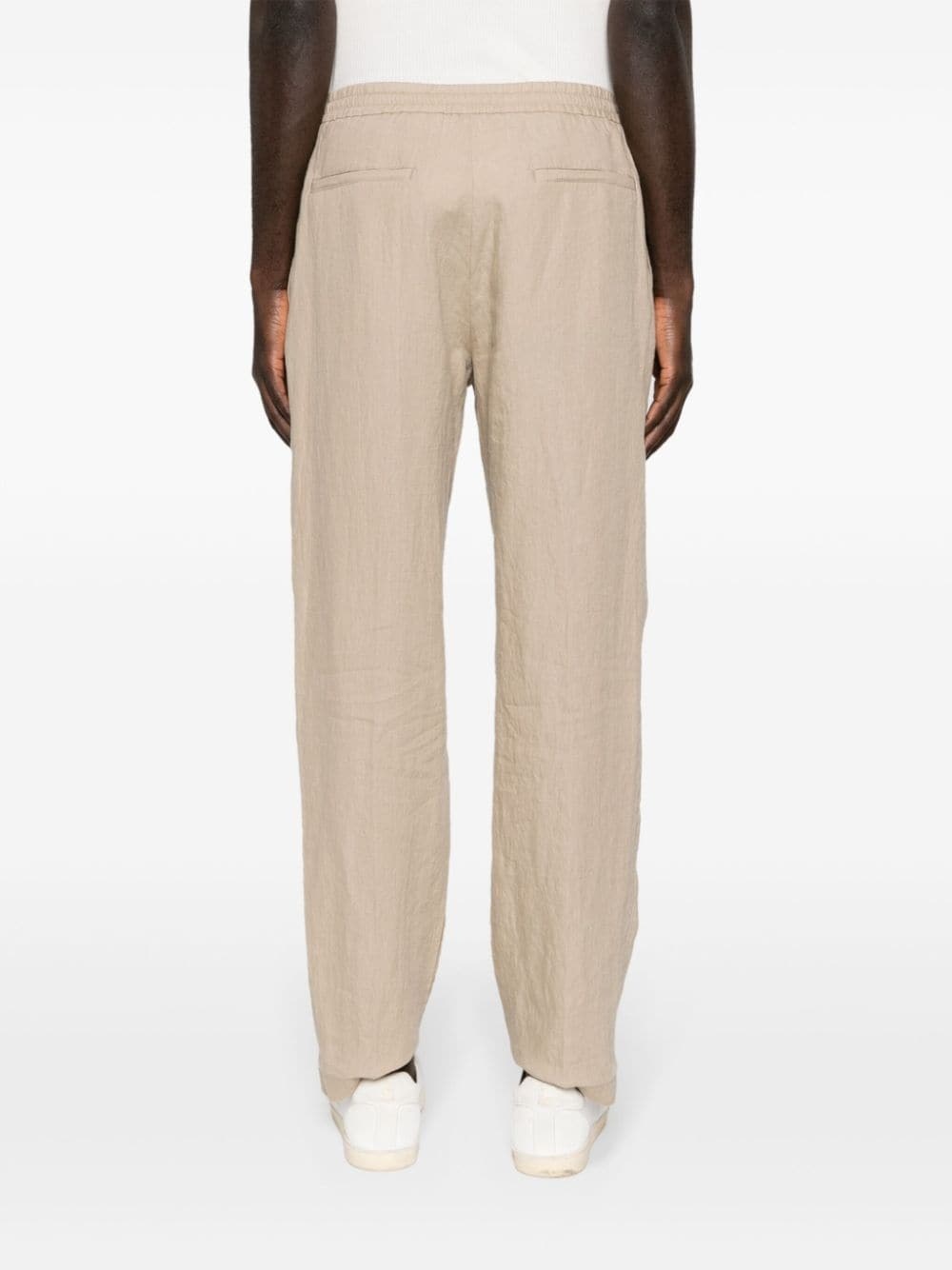 mid-rise tapered linen trousers - 4