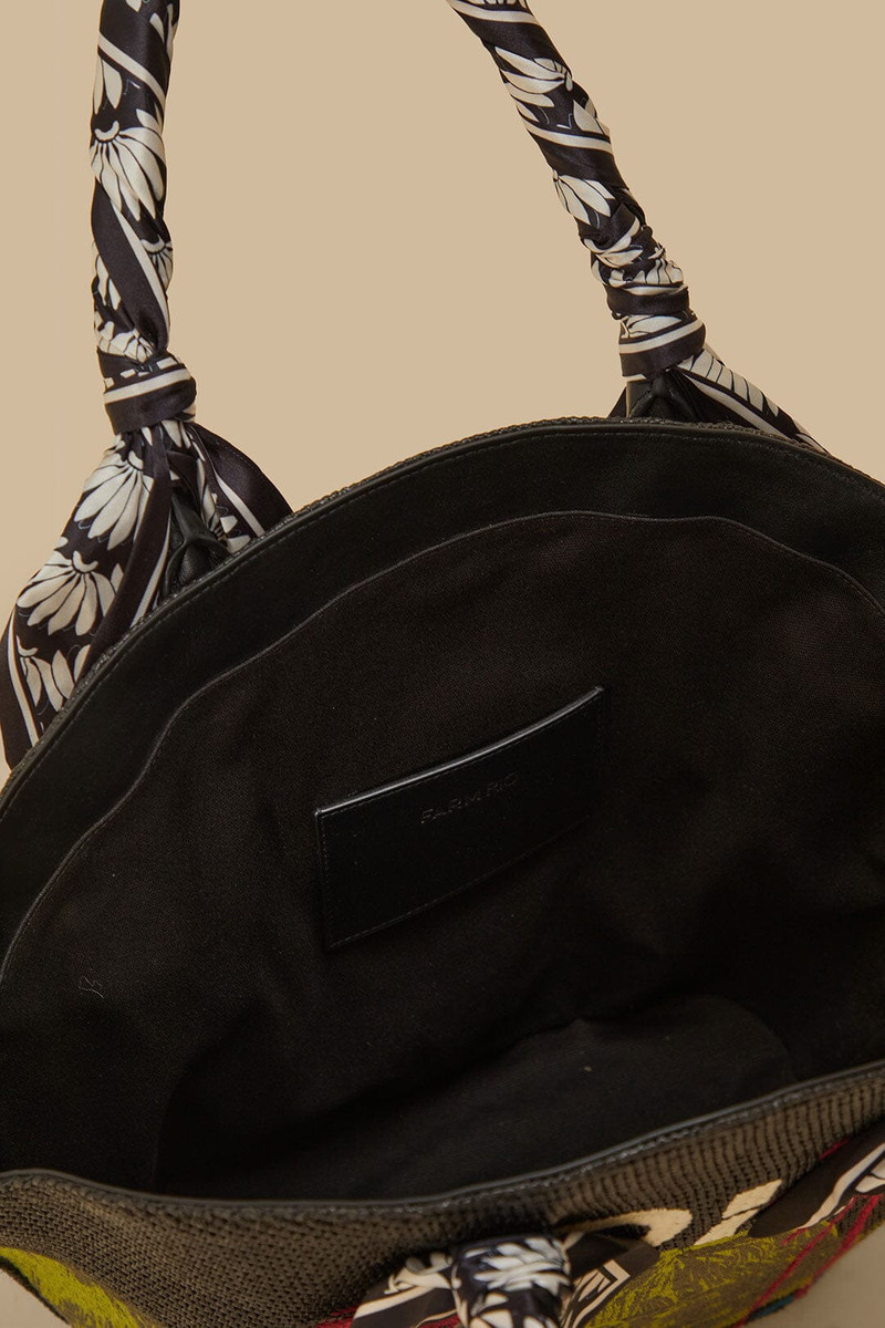 Black Copacabana Raffia Shell Tote 5