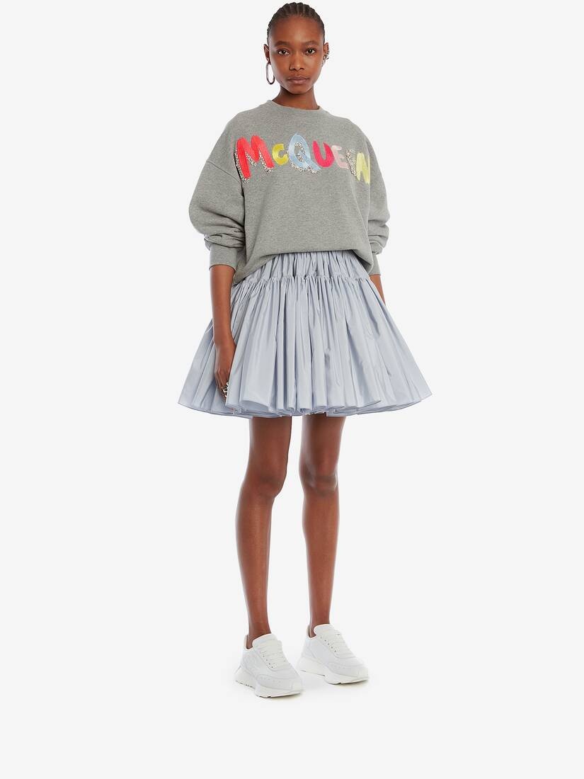 Gathered Mini Skirt in Spring Blue - 3