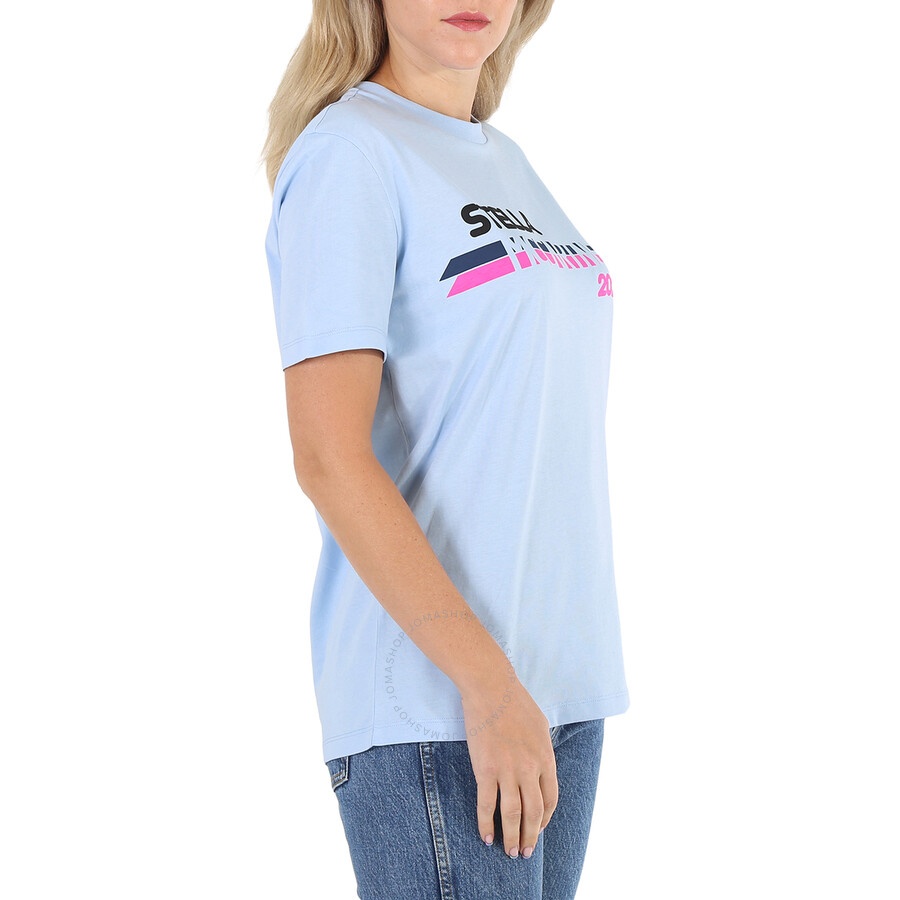 Stella McCartney Ladies Light Blue Moto Logo Print T-shirt - 5