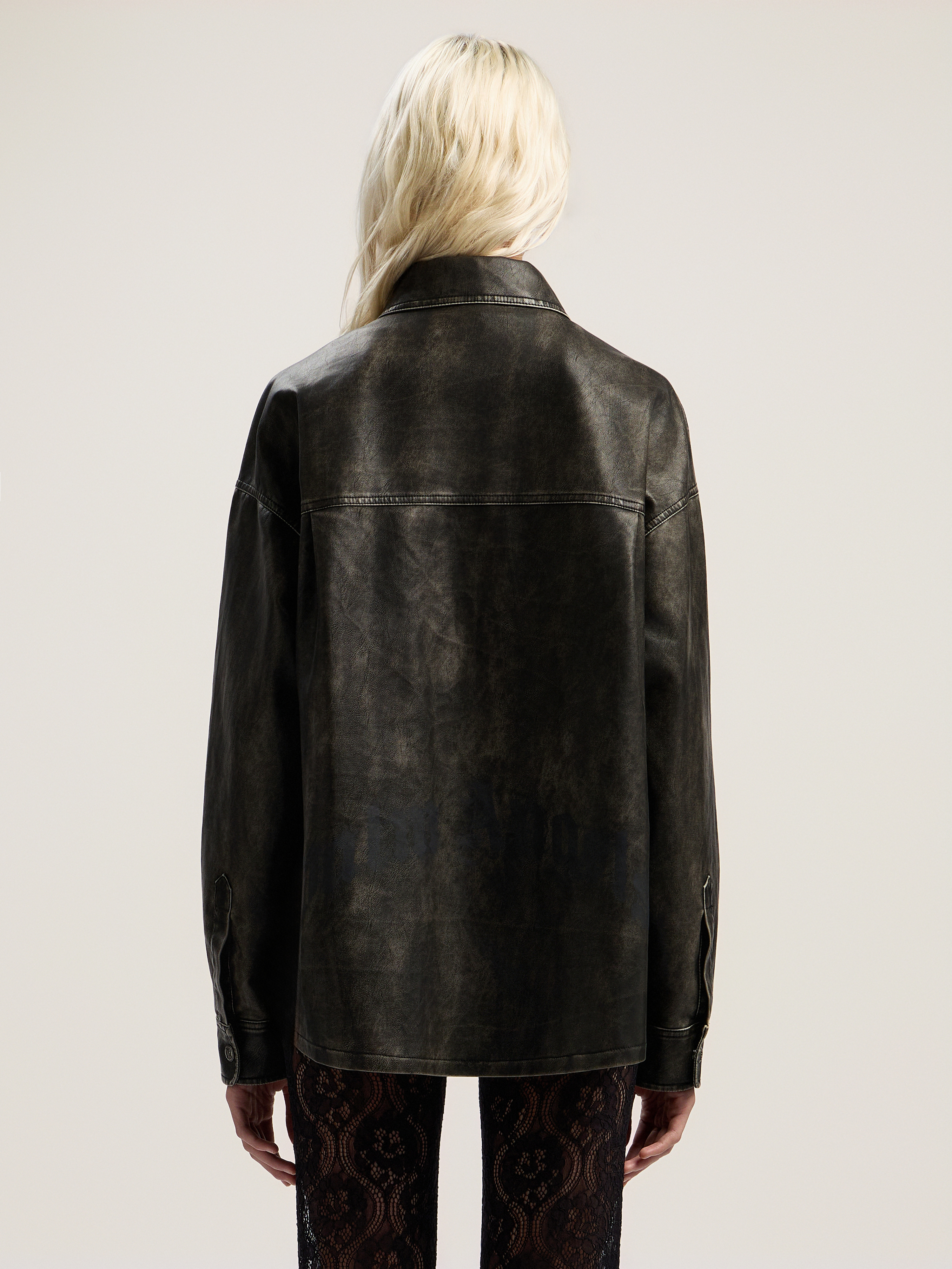 Curved Logo Coated Overshirt - 4