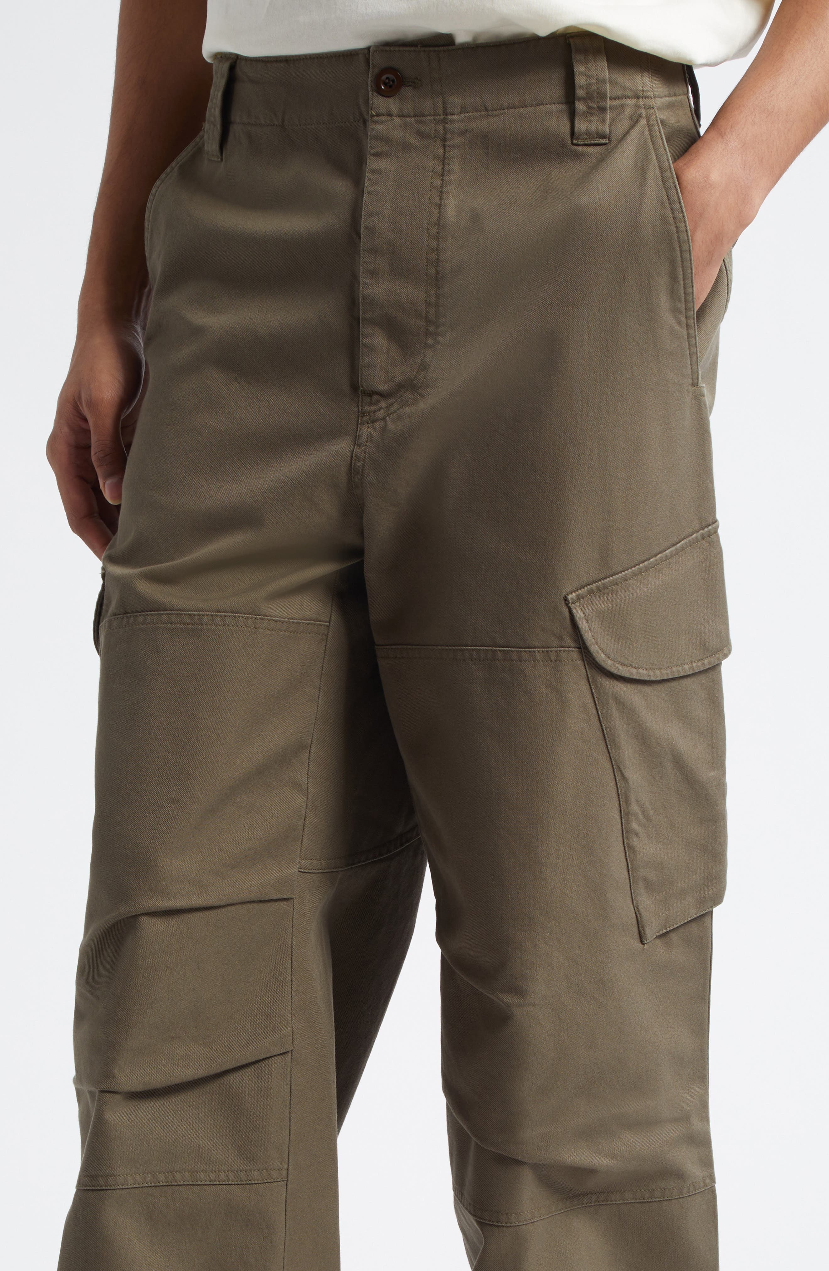 Acne Studios Reinforced Cotton Twill Cargo Trousers in Green at Nordstrom - 4