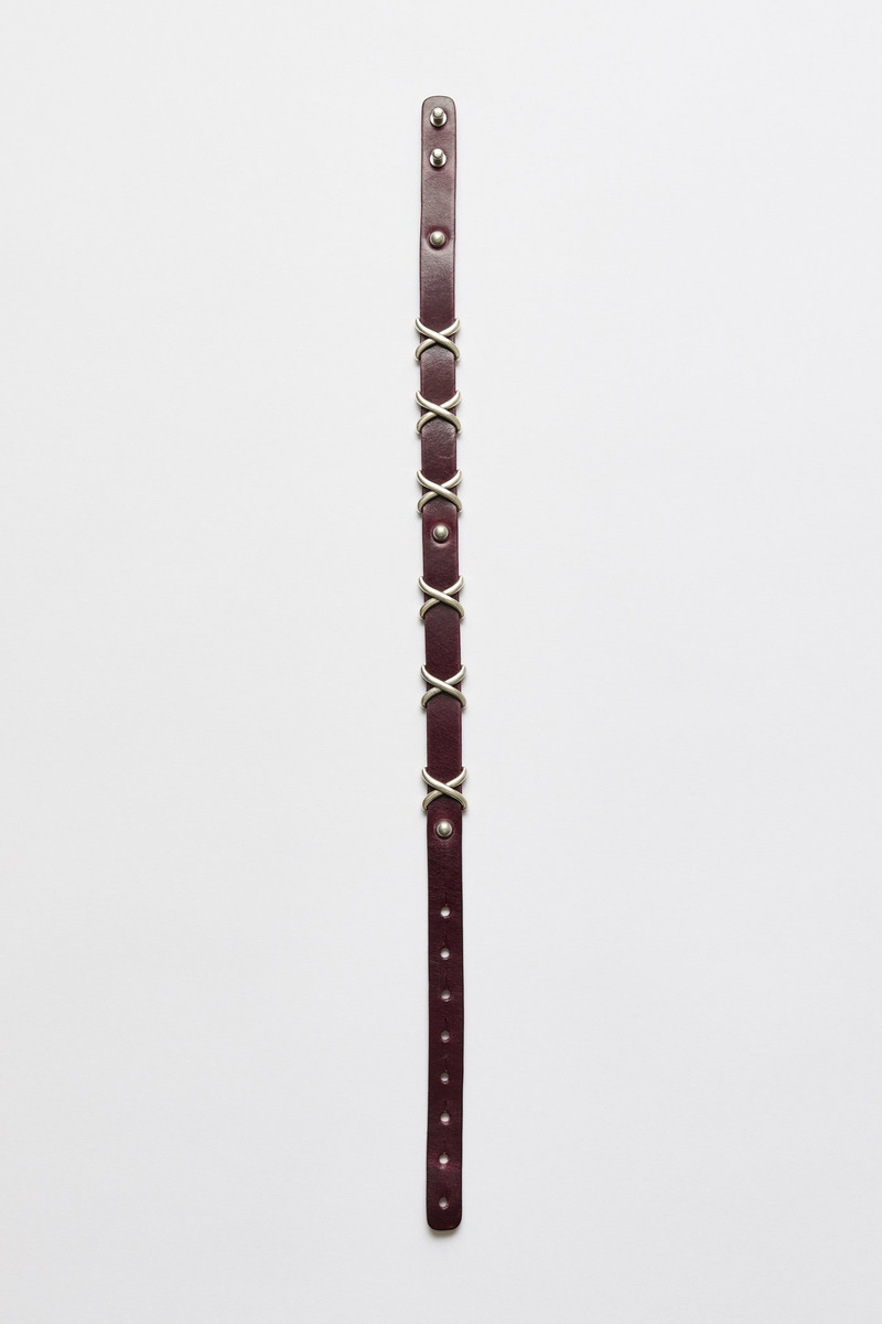 2 CM Choker Trio Cross Merlot Red Leather 3