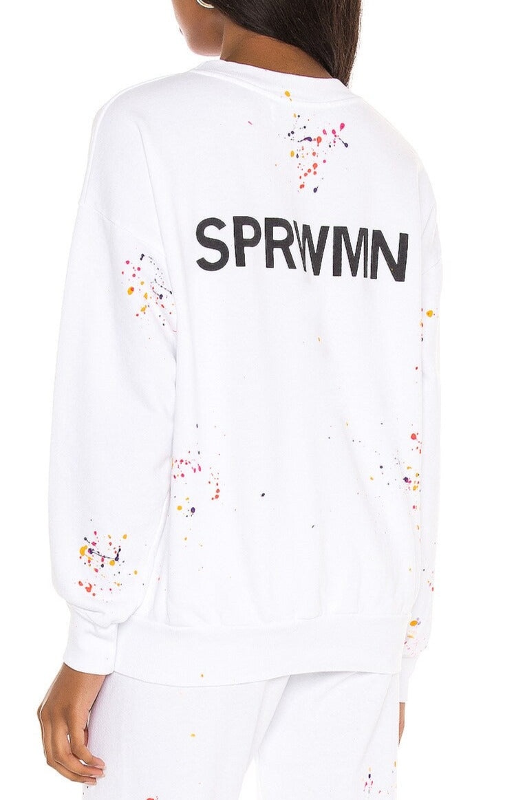 WHITE PAINT SPLATTER COTTON LOGO SWEATSHIRT - 2