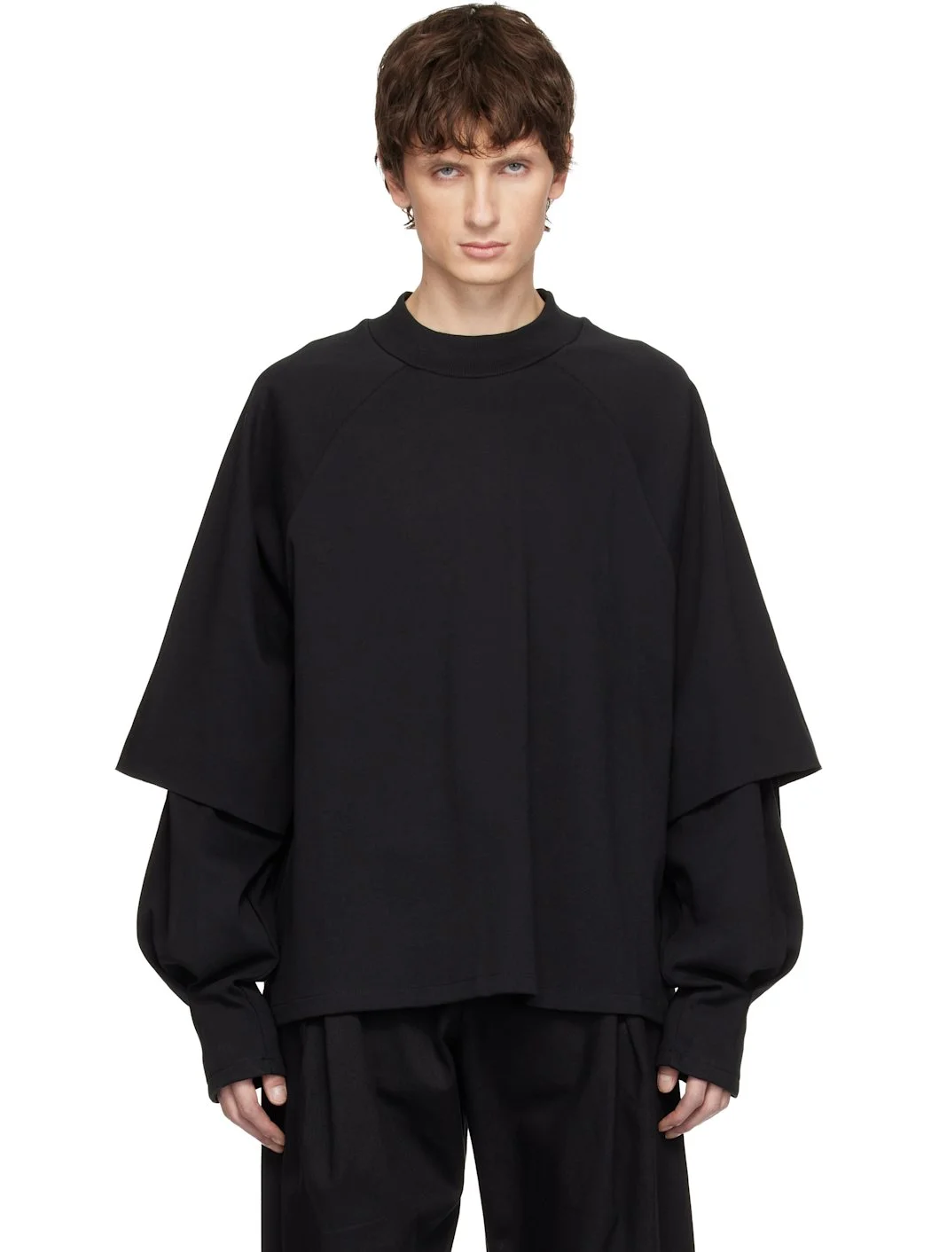 Black Raglan Layered Longsleeve T-shirt - 1