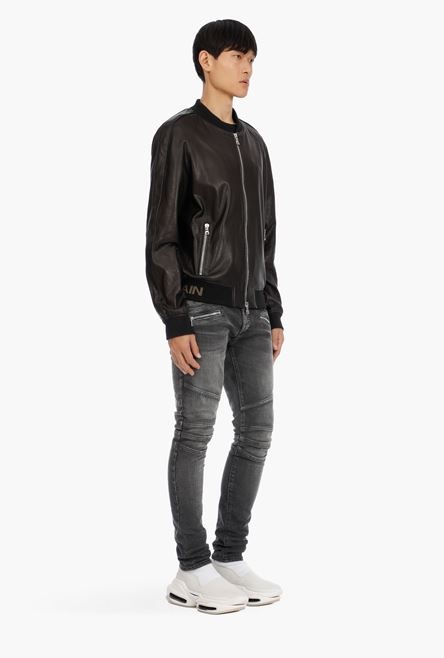 Reversible black leather bomber jacket - 7