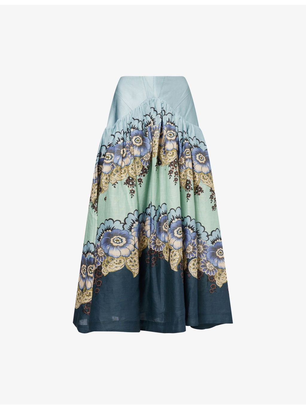 Madalena Floral Ramie Midi Skirt - 1