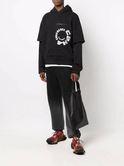 C2H4 Coherence logo-print layered hoodie outlook