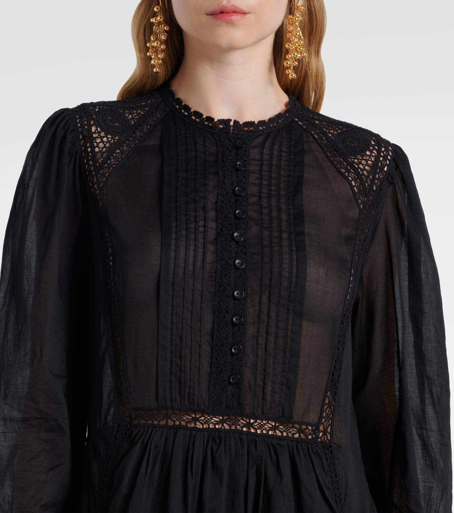 Gisela lace-trimmed cotton maxi dress - 4
