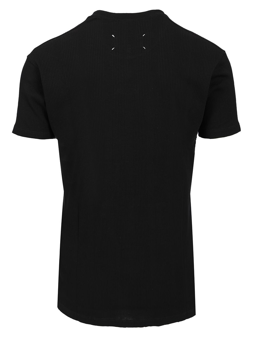 With Ribbed Fabric T-Shirt Black - 2