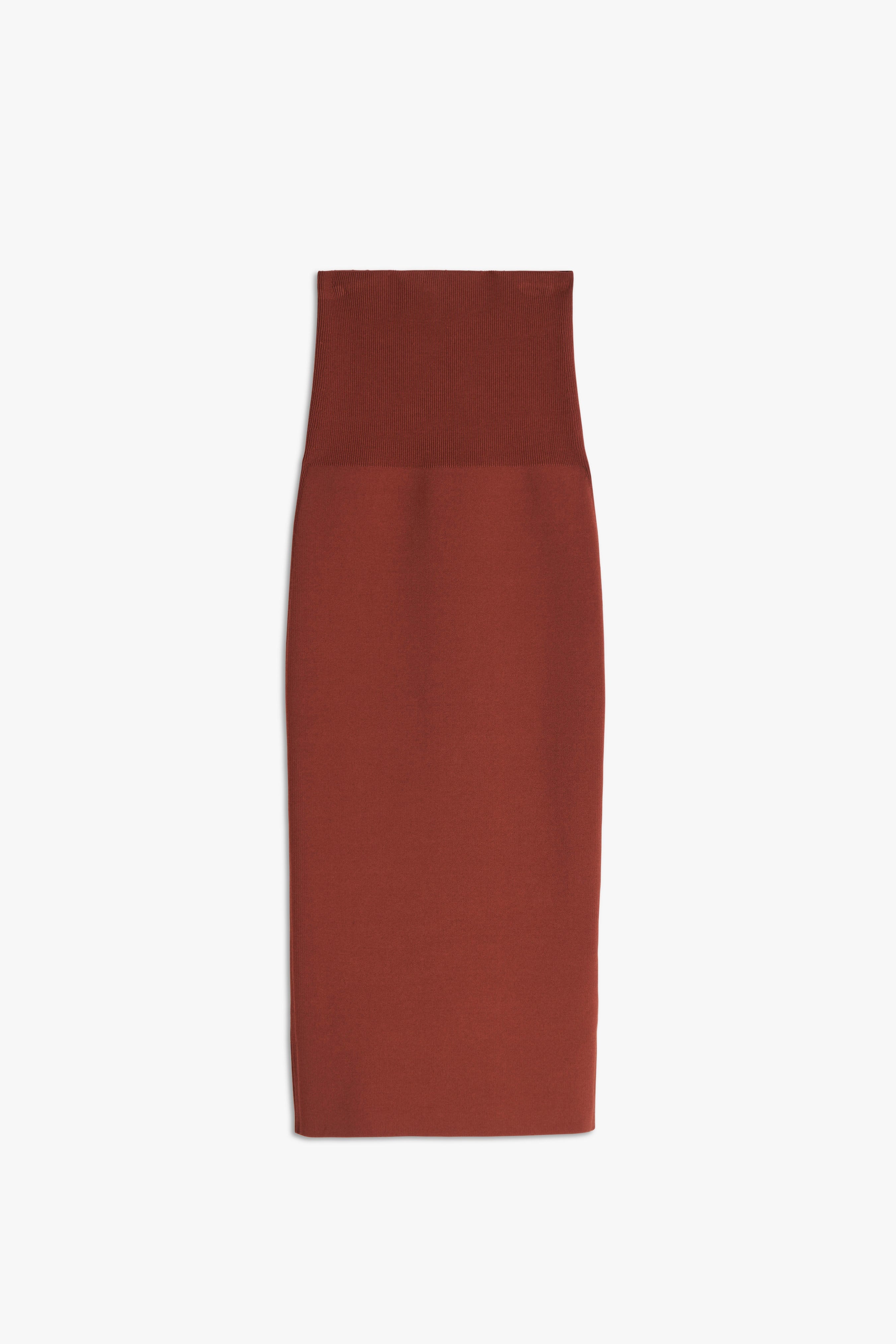 スカート Victoria Beckham Brown midi skirt in wool blend VICTORIA BECKHAM Tie-detailed pinstriped wool-twill midi