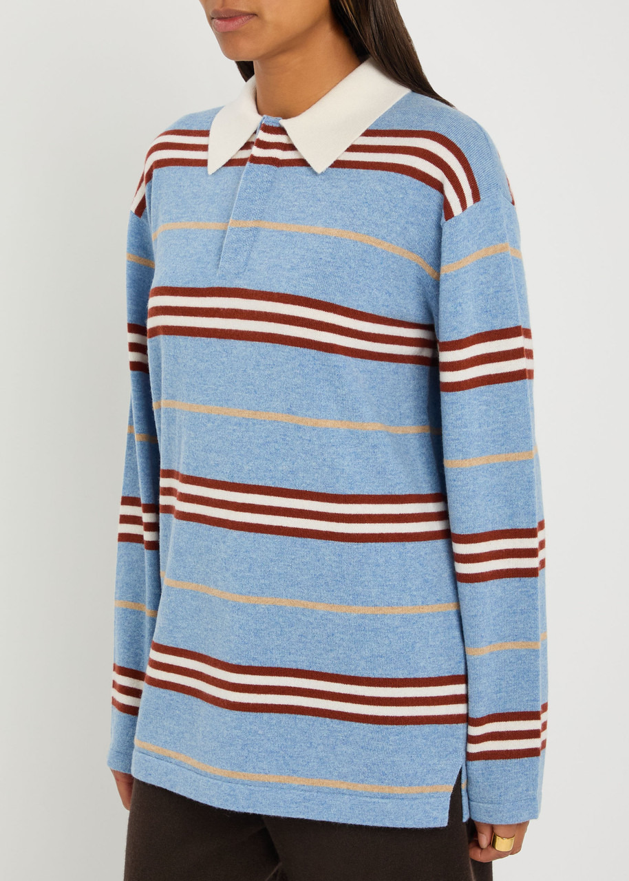 Guest In Residence Striped Cashmere Polo Jumper - 2