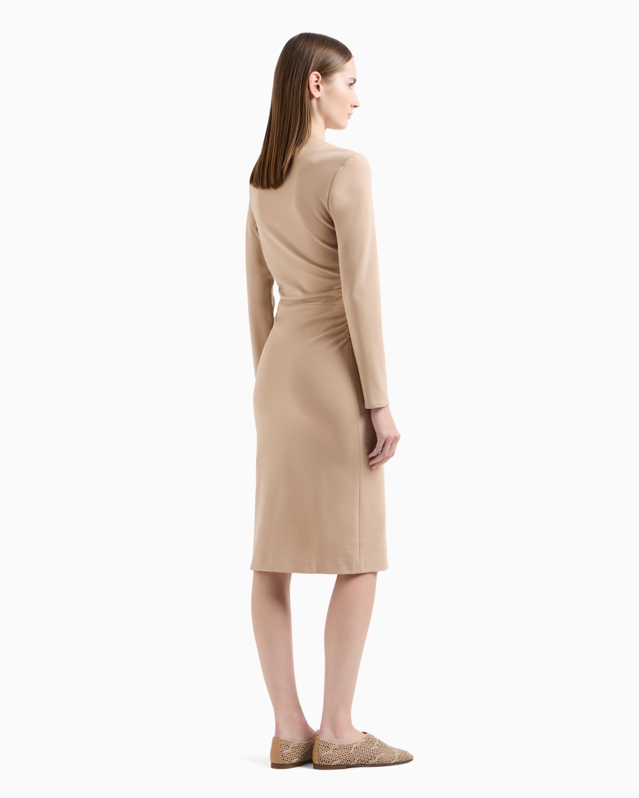 VISCOSE-BLEND MILANO-STITCH MIDI DRESS - 3
