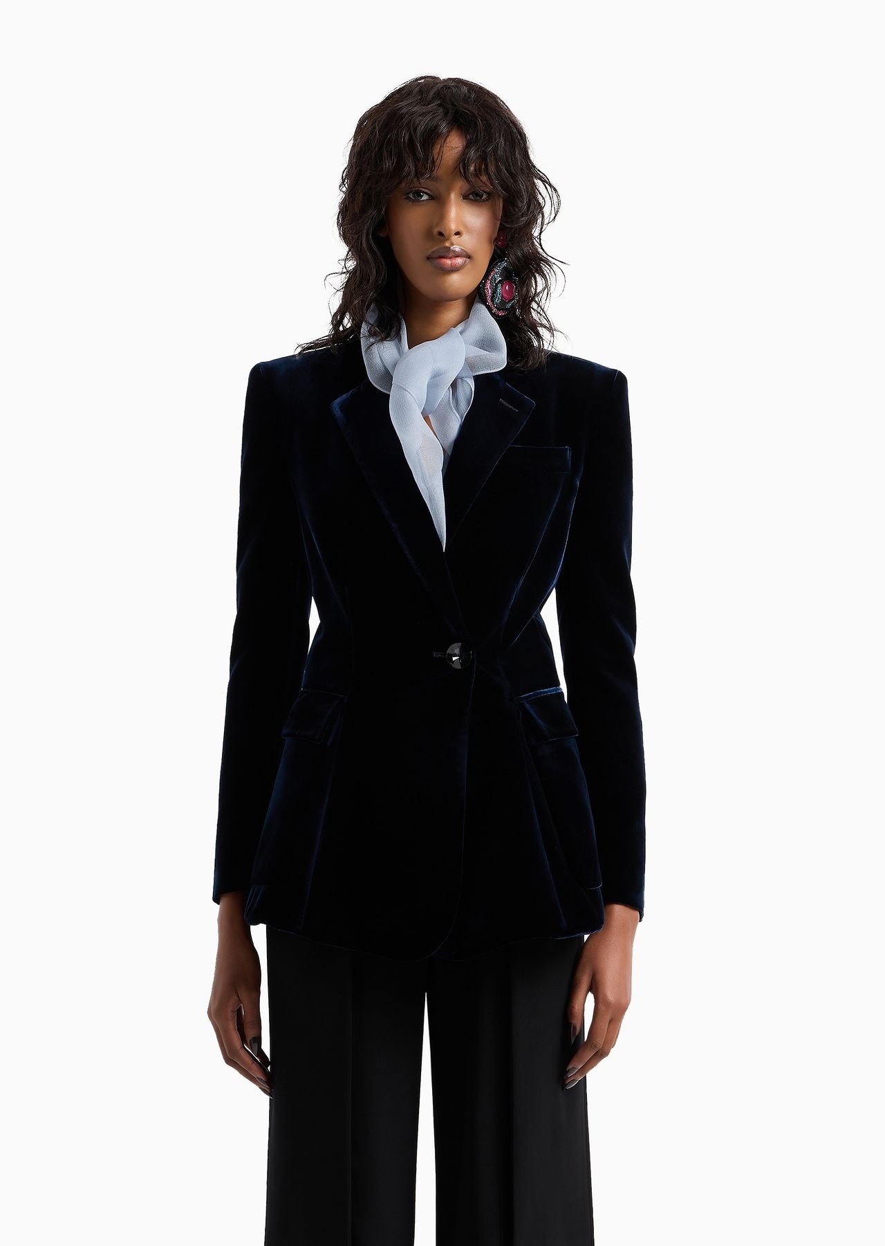 Single-breasted jacket in velvet - 2
