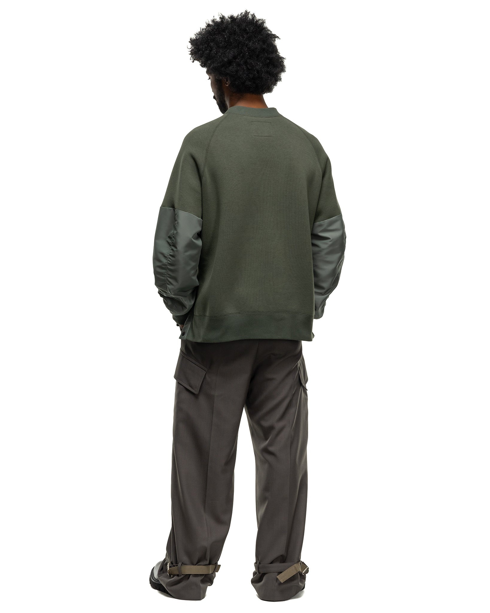 トップス sacai NylonTwill SpongeSweatPullover sacai: Gray Sponge Sweat x Nylon Twill Pullover Sweatshirt