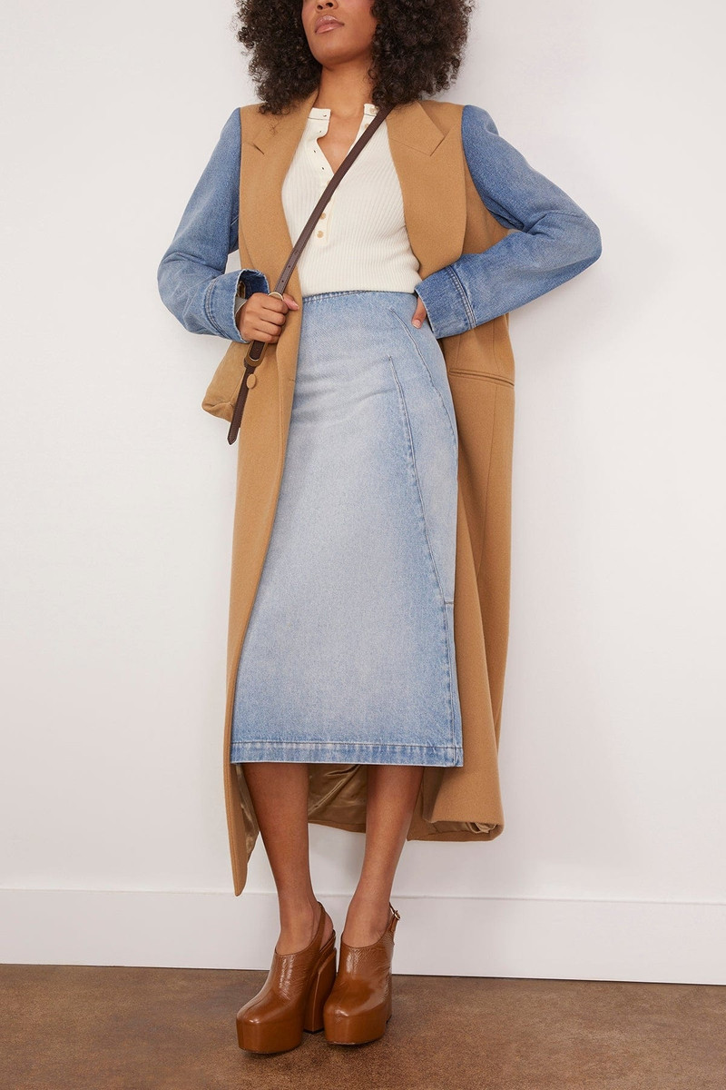 Dries Van Noten Sibyl Denim Skirt in Light Blue outlook