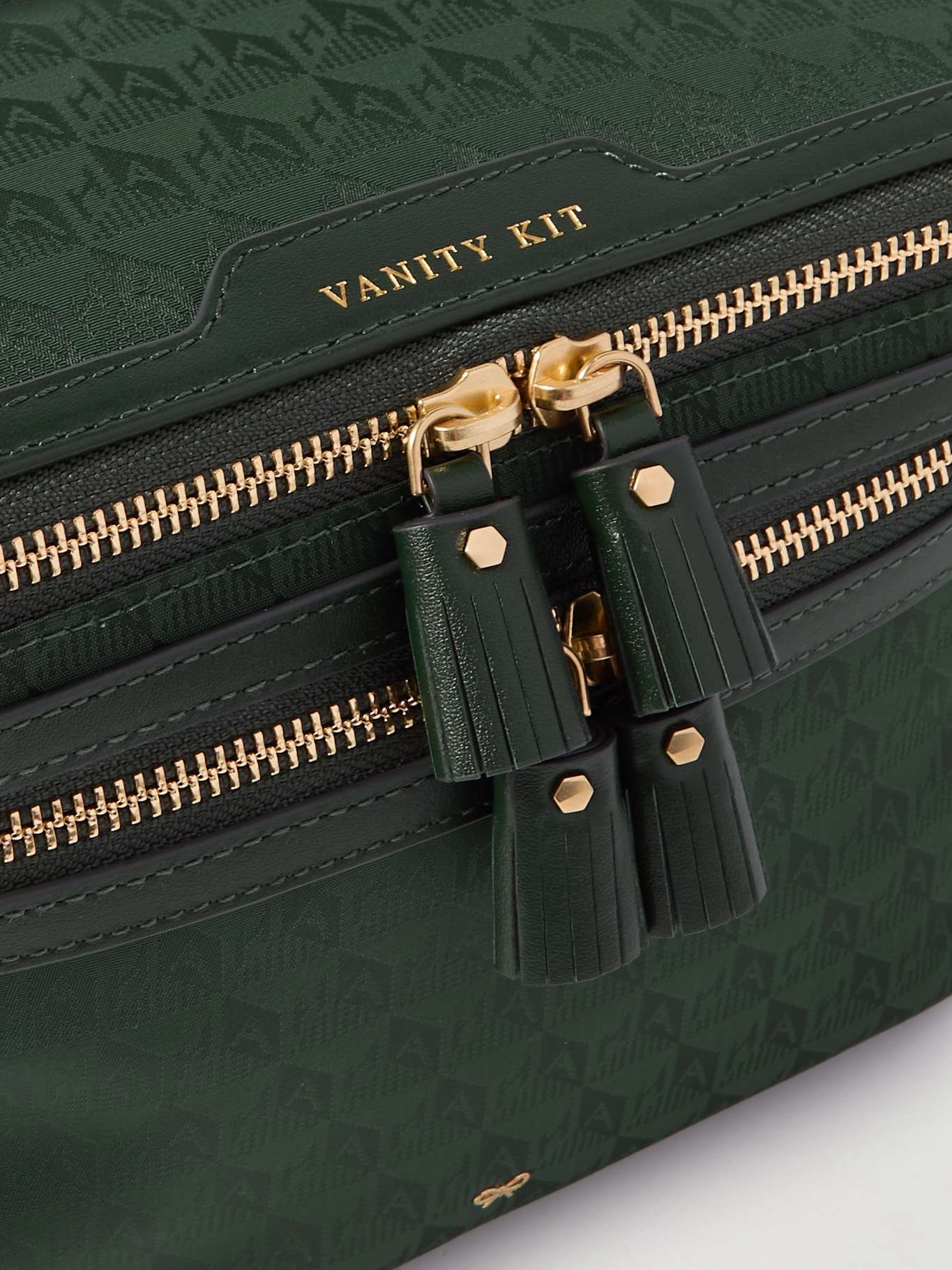 Vanity Kit leather-trimmed nylon-jacquard cosmetics case Dark green - 3