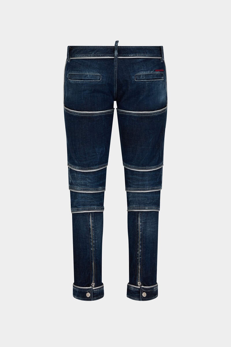 DARK EASY RIPPED WASH HERITAGE DENIM BIKER PANTS - 2