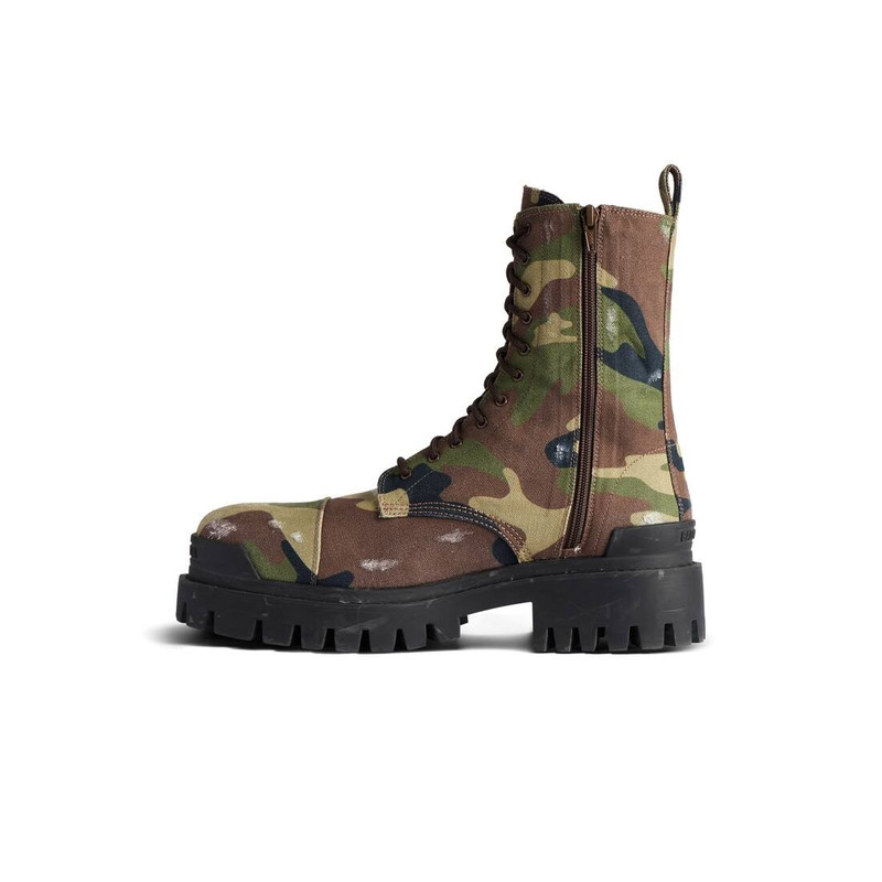 BALENCIAGA Men's Strike 20mm Boot Camo Print in Dark Green outlook
