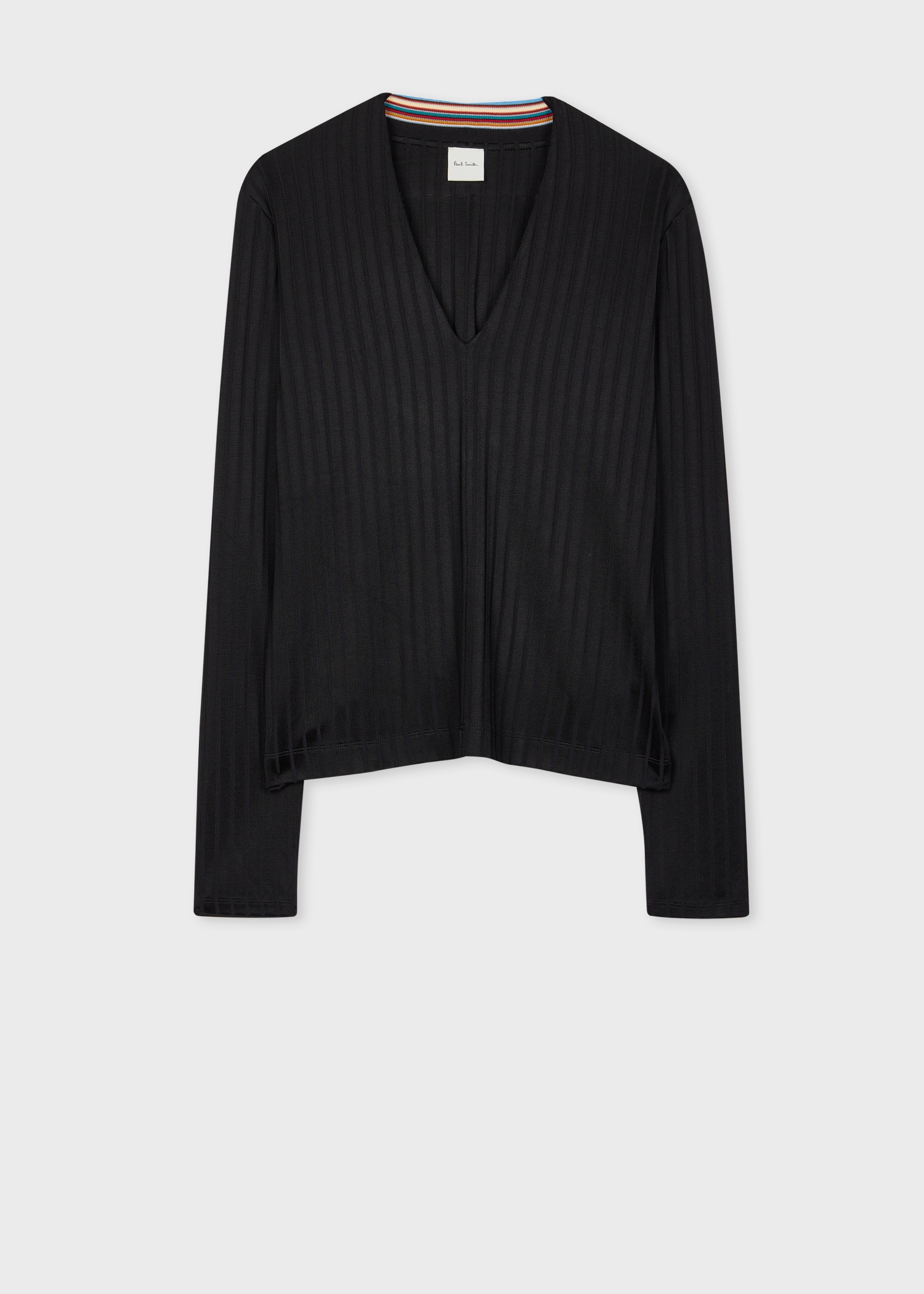 Women's Black Viscose-Blend V-Neck Top - 1