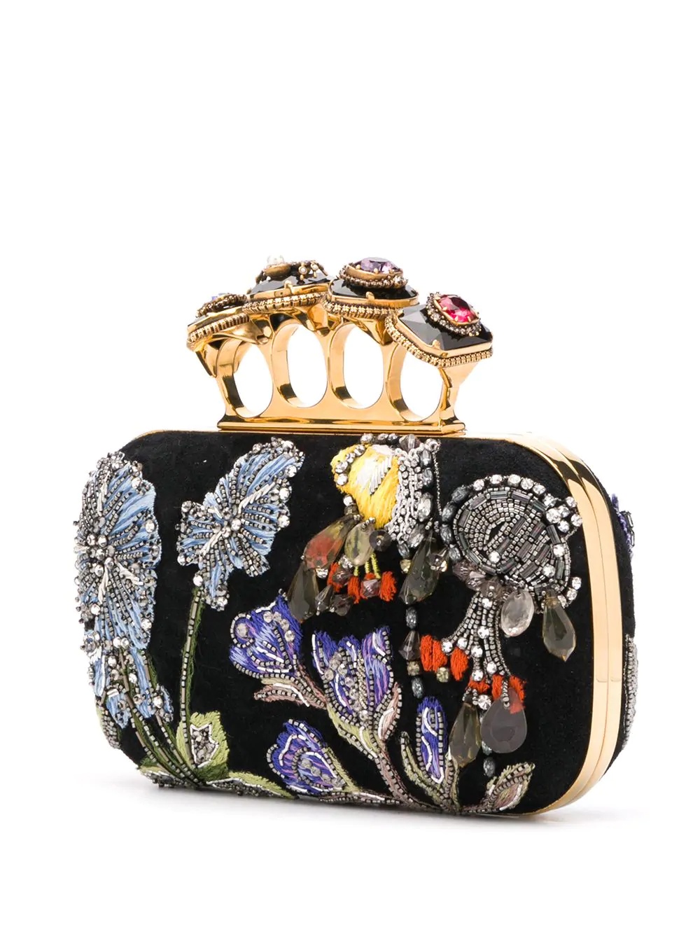 floral-embroidered 4-ring clutch - 3