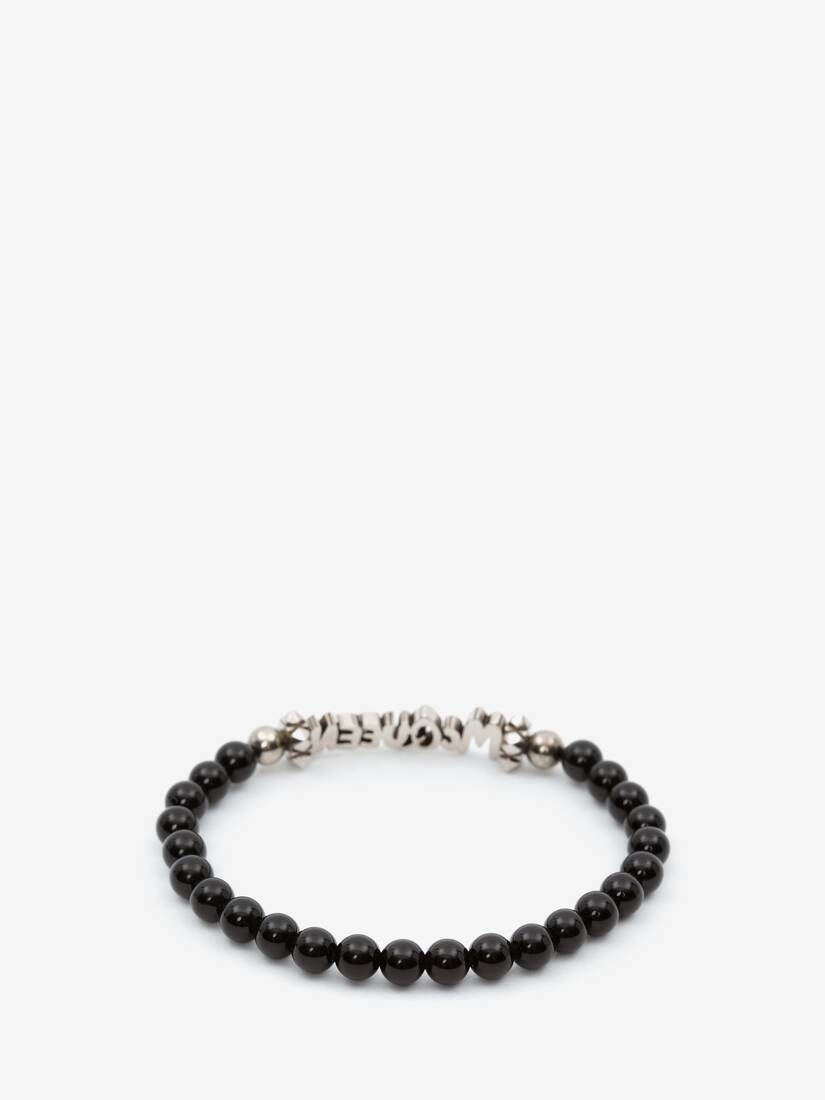 Mcqueen Graffiti Cut-out Beaded Bracelet in Black/silver - 3