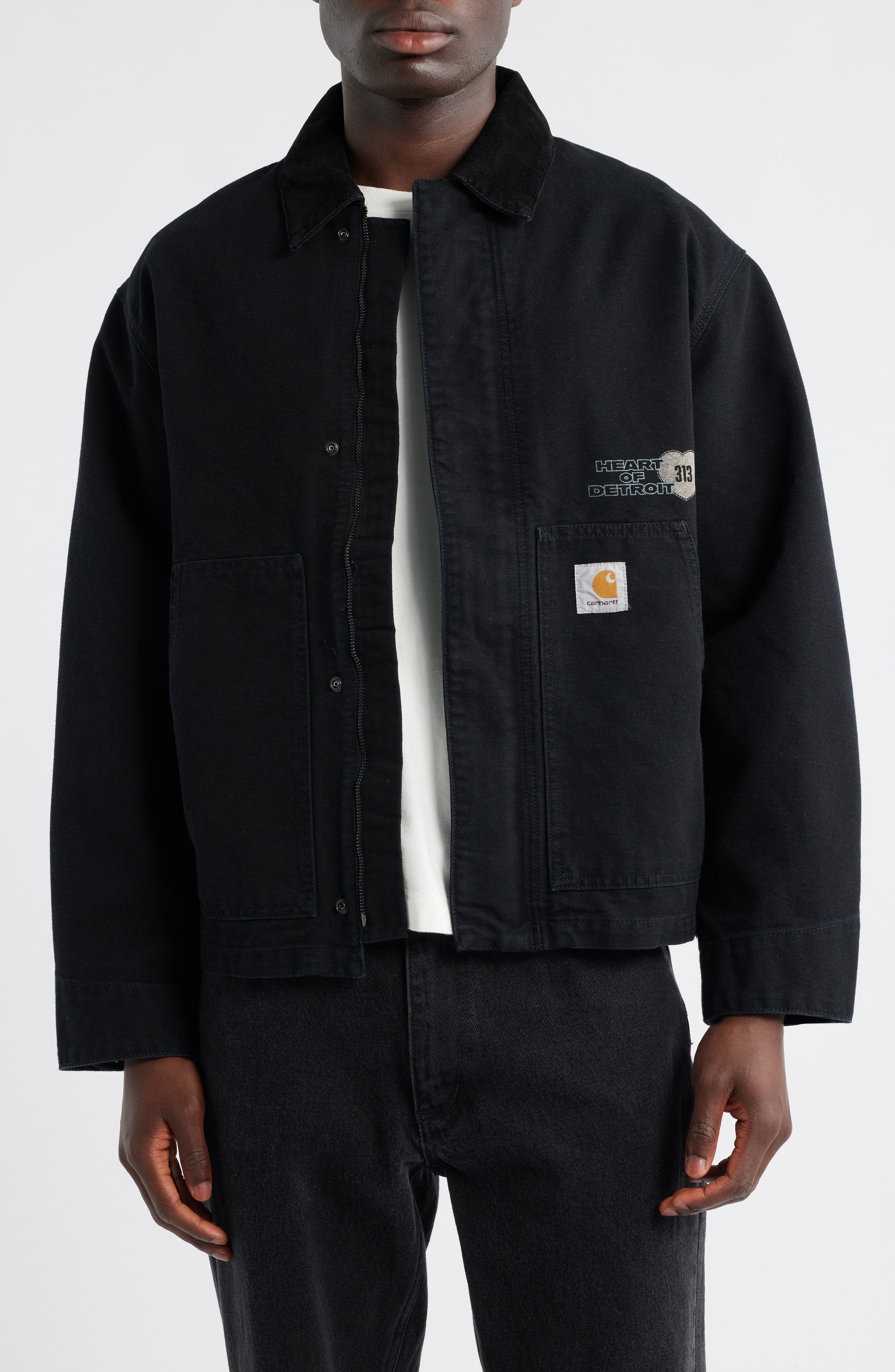 Carhartt Work In Progress OG Arcan Graphic Organic Cotton Canvas Jacket in Black /Black at Nordstrom - 1