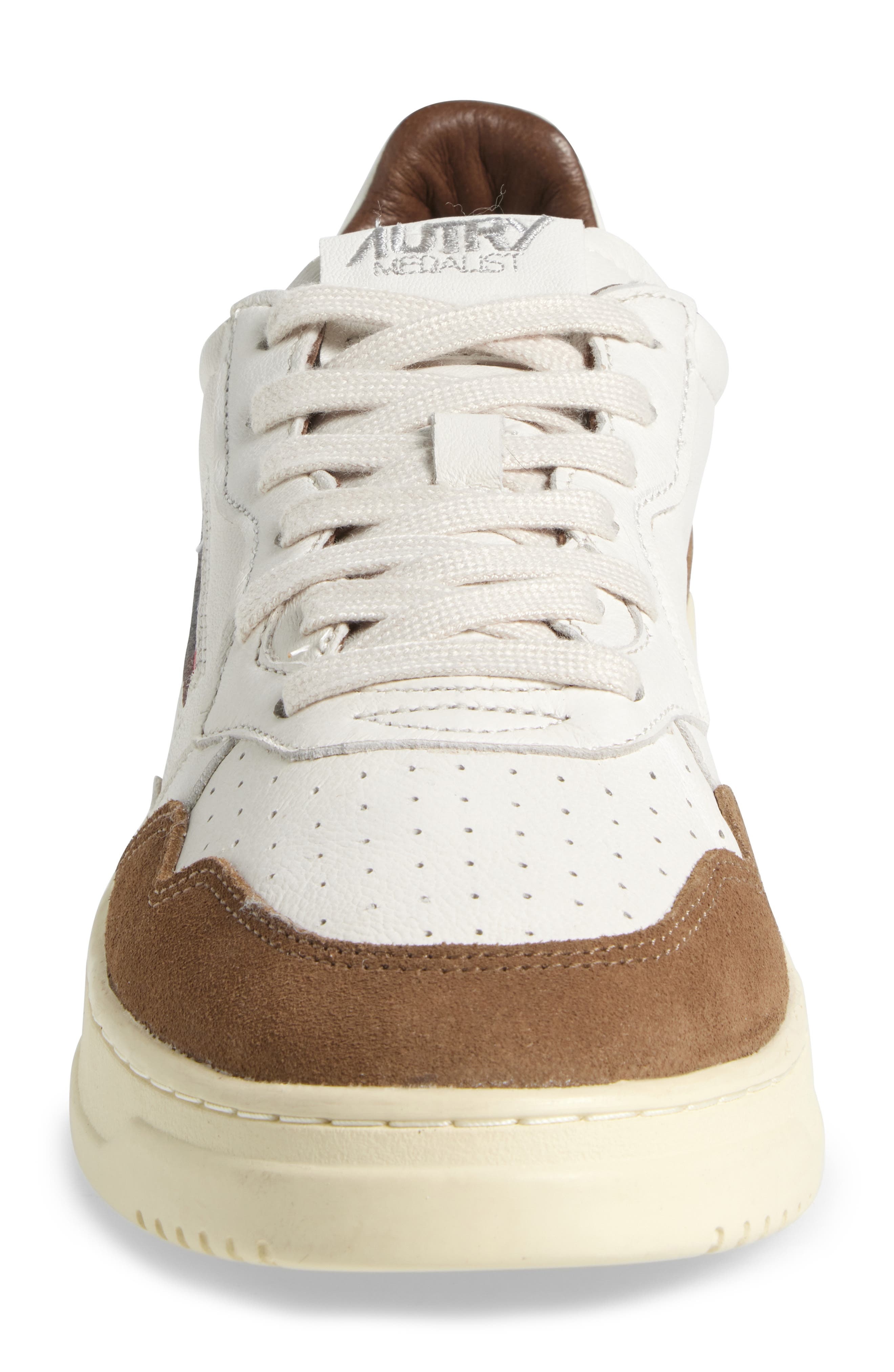 AUTRY Medalist Low Sneaker in Goat/Suede White/Cigar at Nordstrom - 4