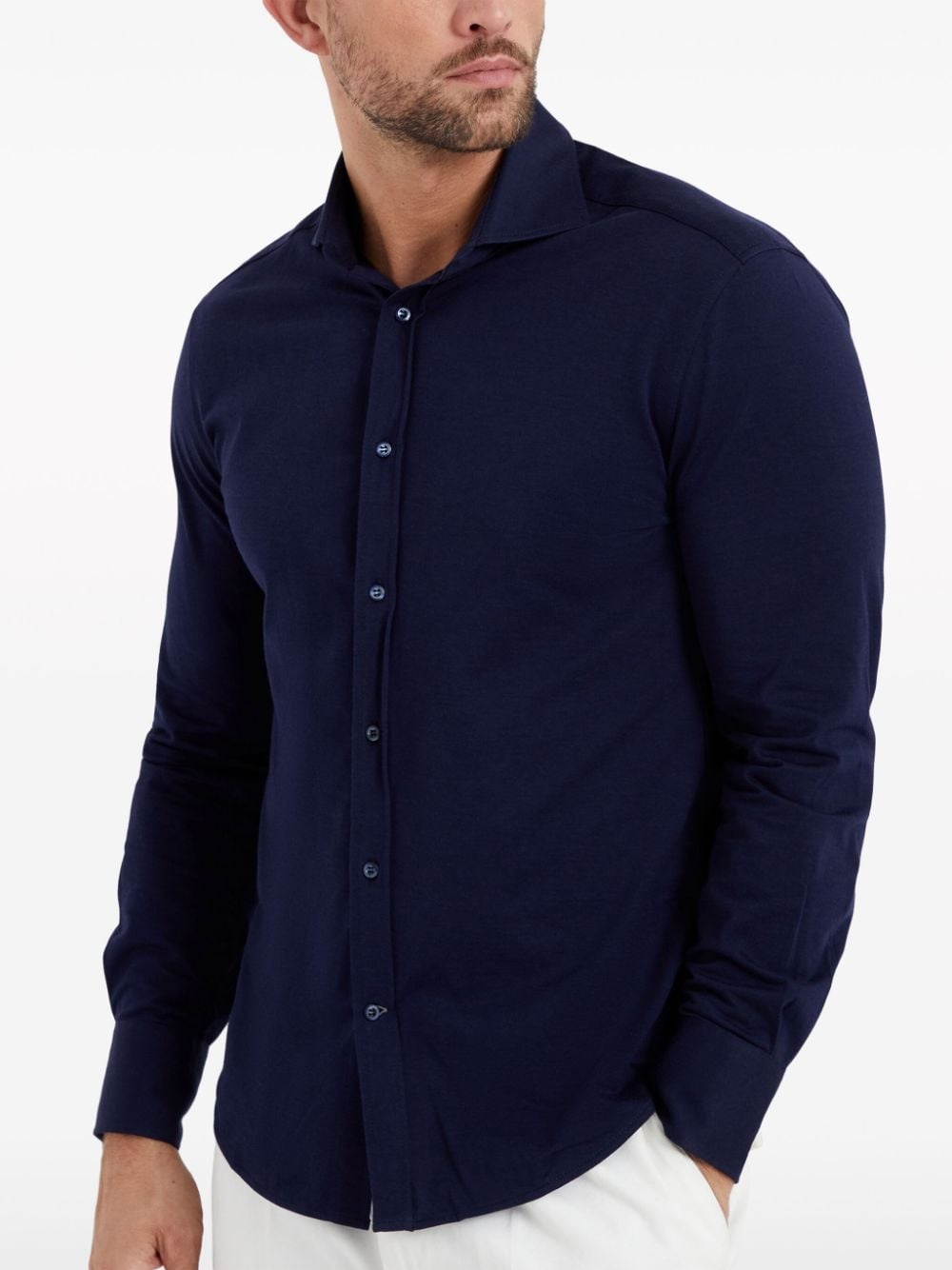 spread-collar cotton shirt - 3
