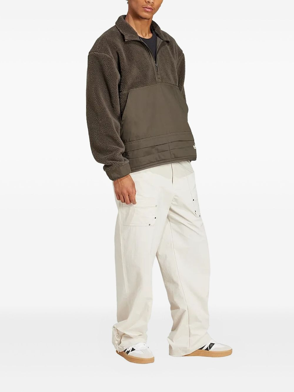 borg-panelled half-zip sweatshirt - 2