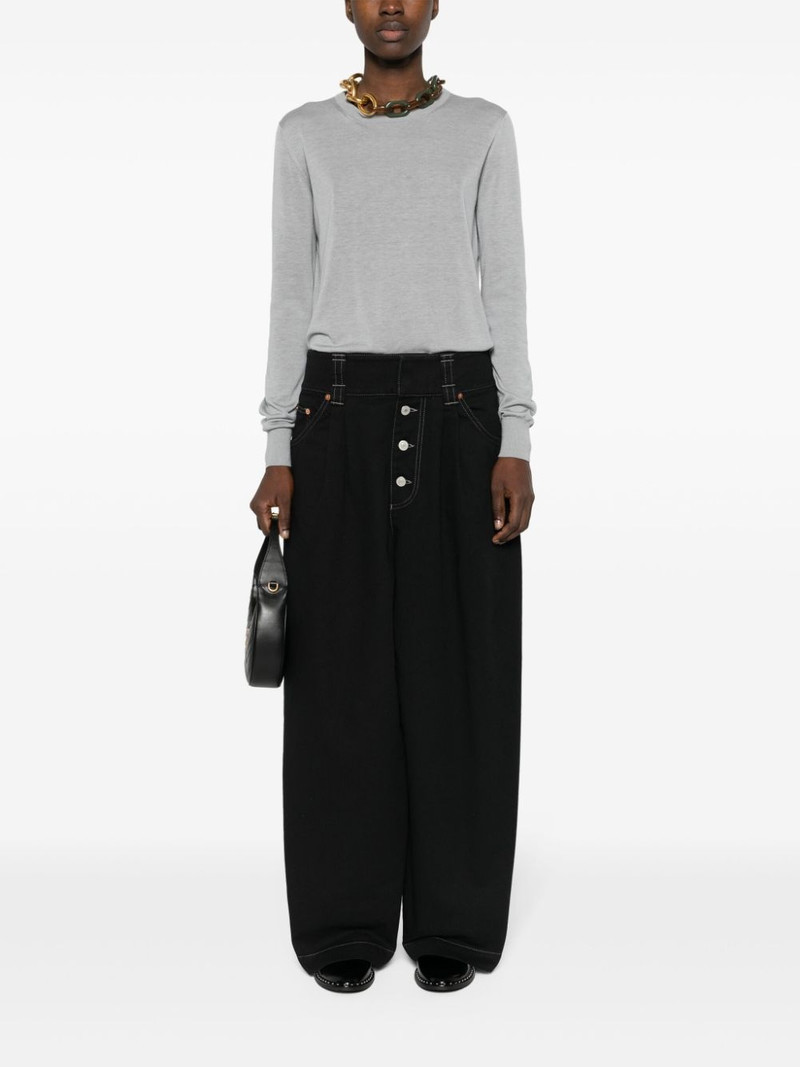 GUCCI logo-tag oversized cotton wide-leg jeans outlook