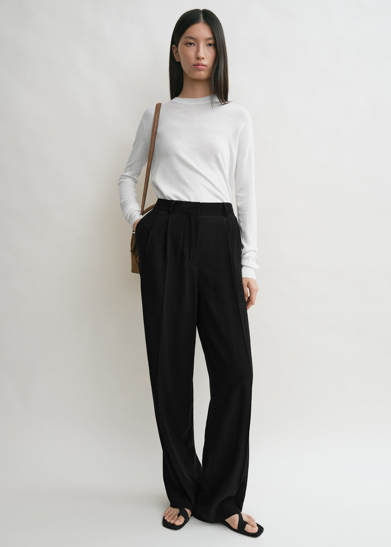 Totême Double-pleat straight trousers black outlook