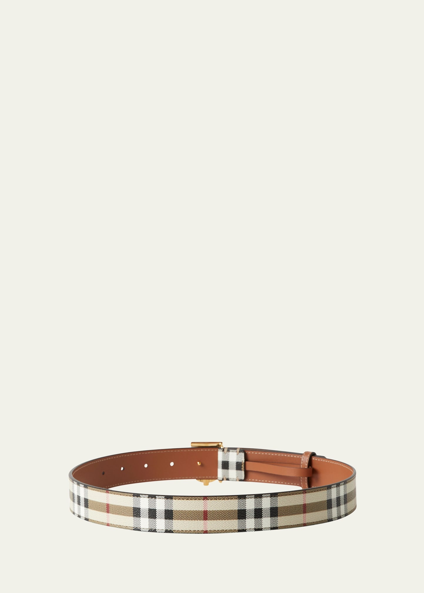 TB Check Leather & Silk Belt - 3