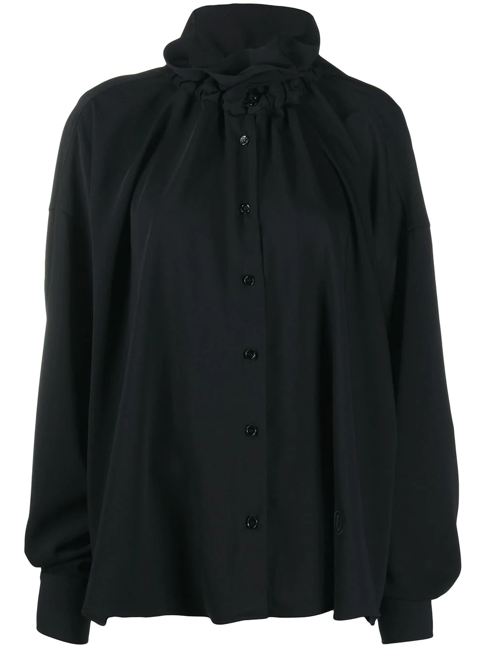 ruched-collar long-sleeve blouse - 1