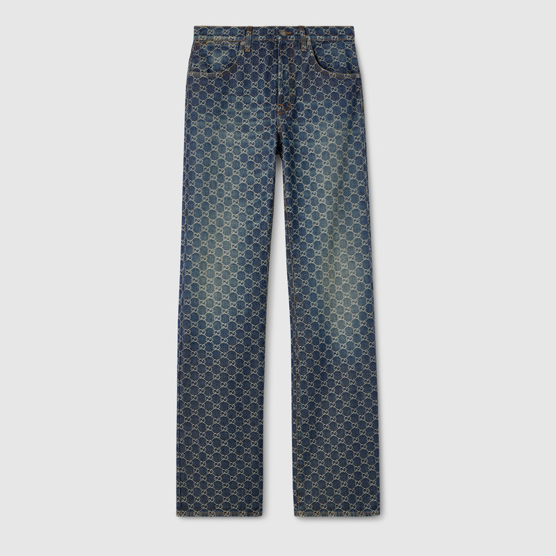 GG cotton denim jacquard pants 1