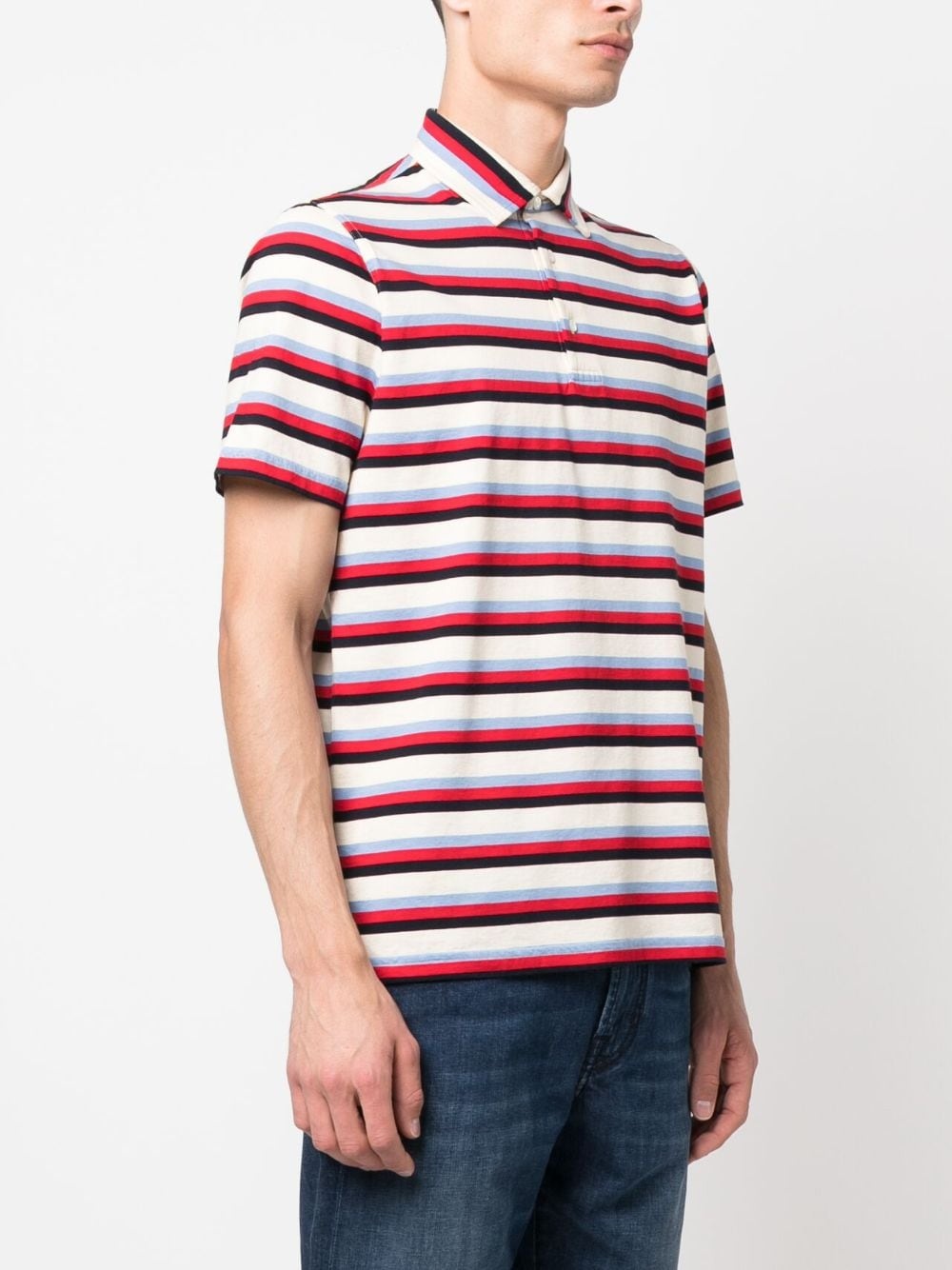 stripe-print cotton polo shirt - 3