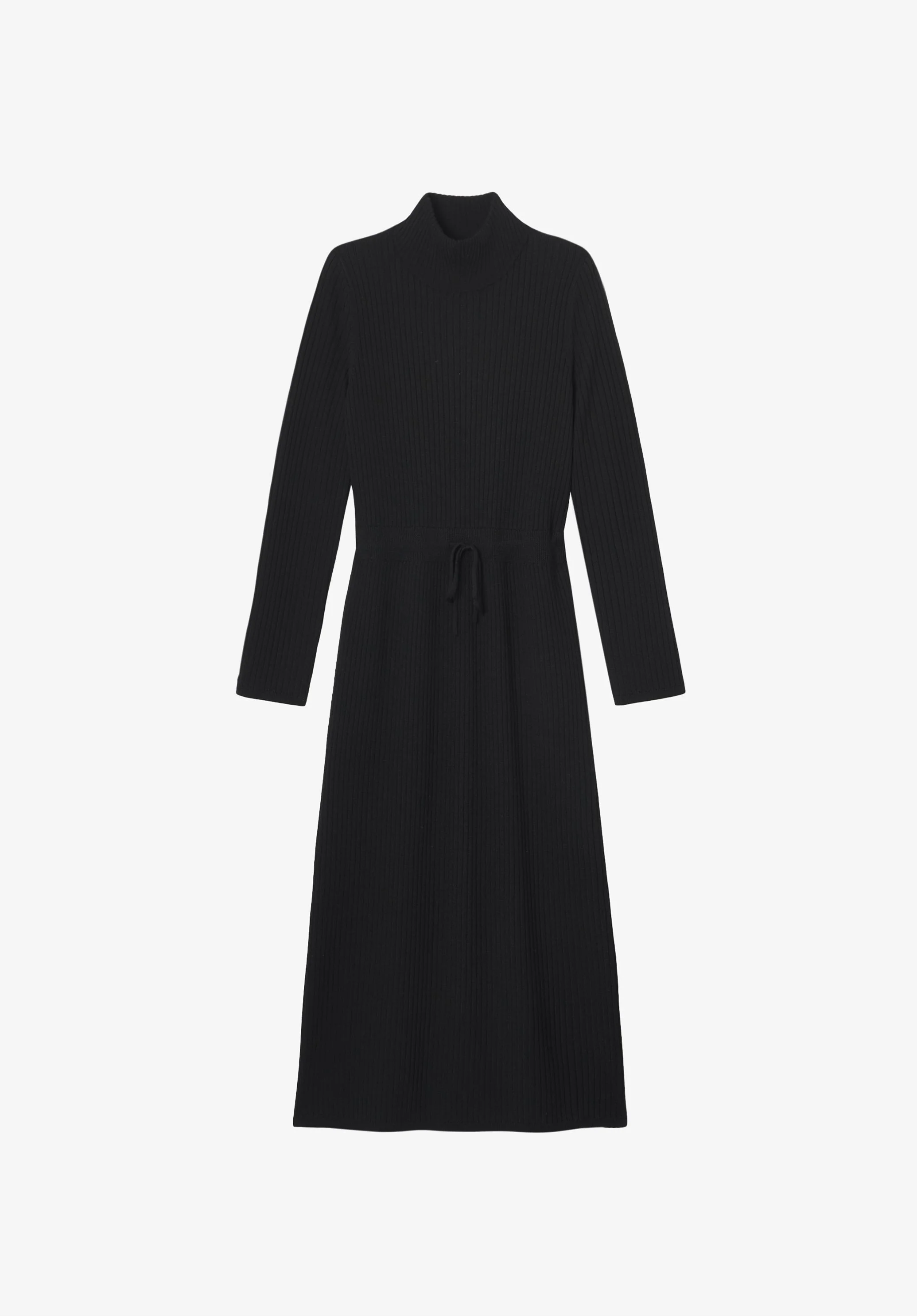 AIMEE DRESS - LONG BLACK WOOL DRESS - 1