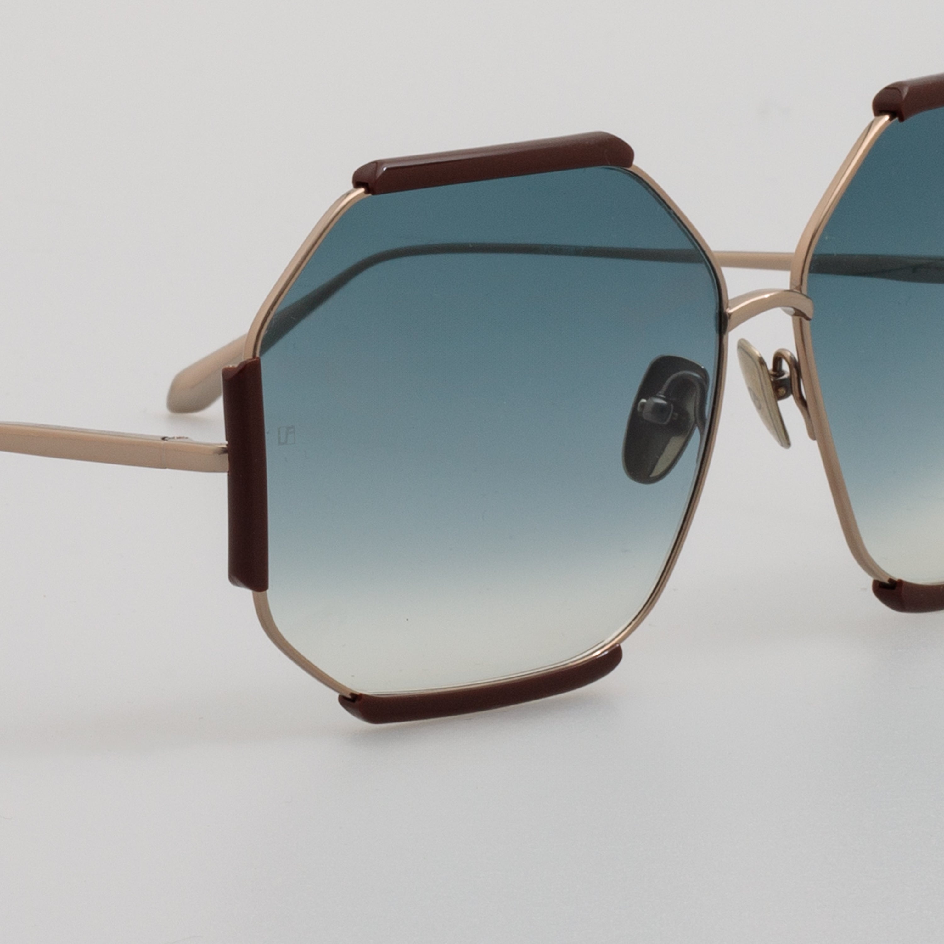 Margot Hexagon Sunglasses in Aqua - 4
