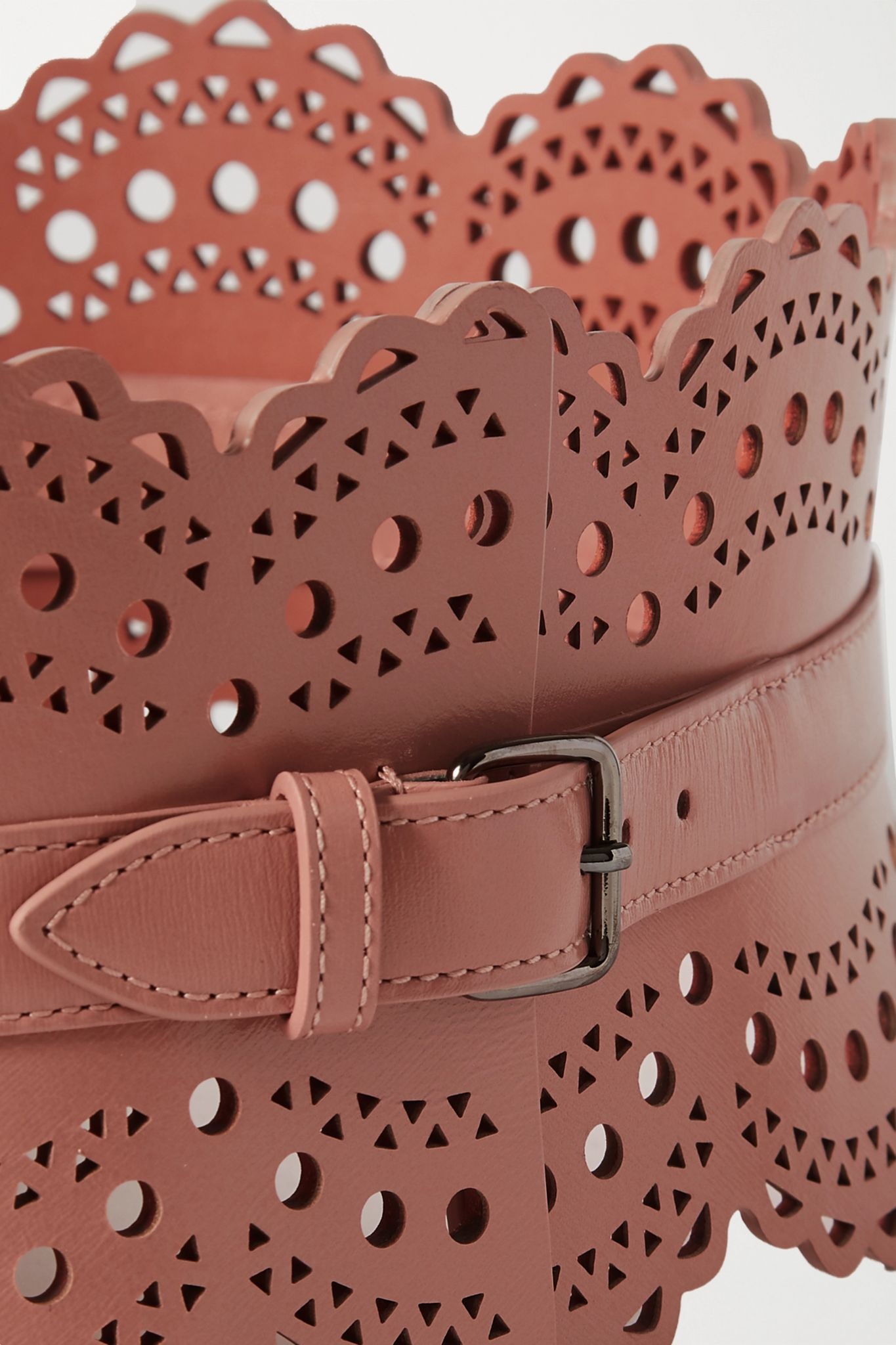 Laser-cut leather waist belt - 3