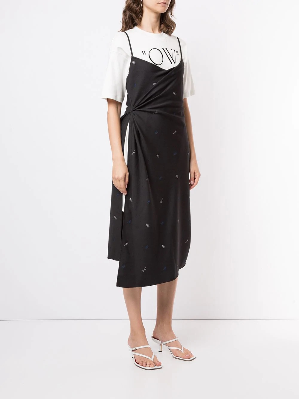 logo jacquard T-shirt slip dress - 3