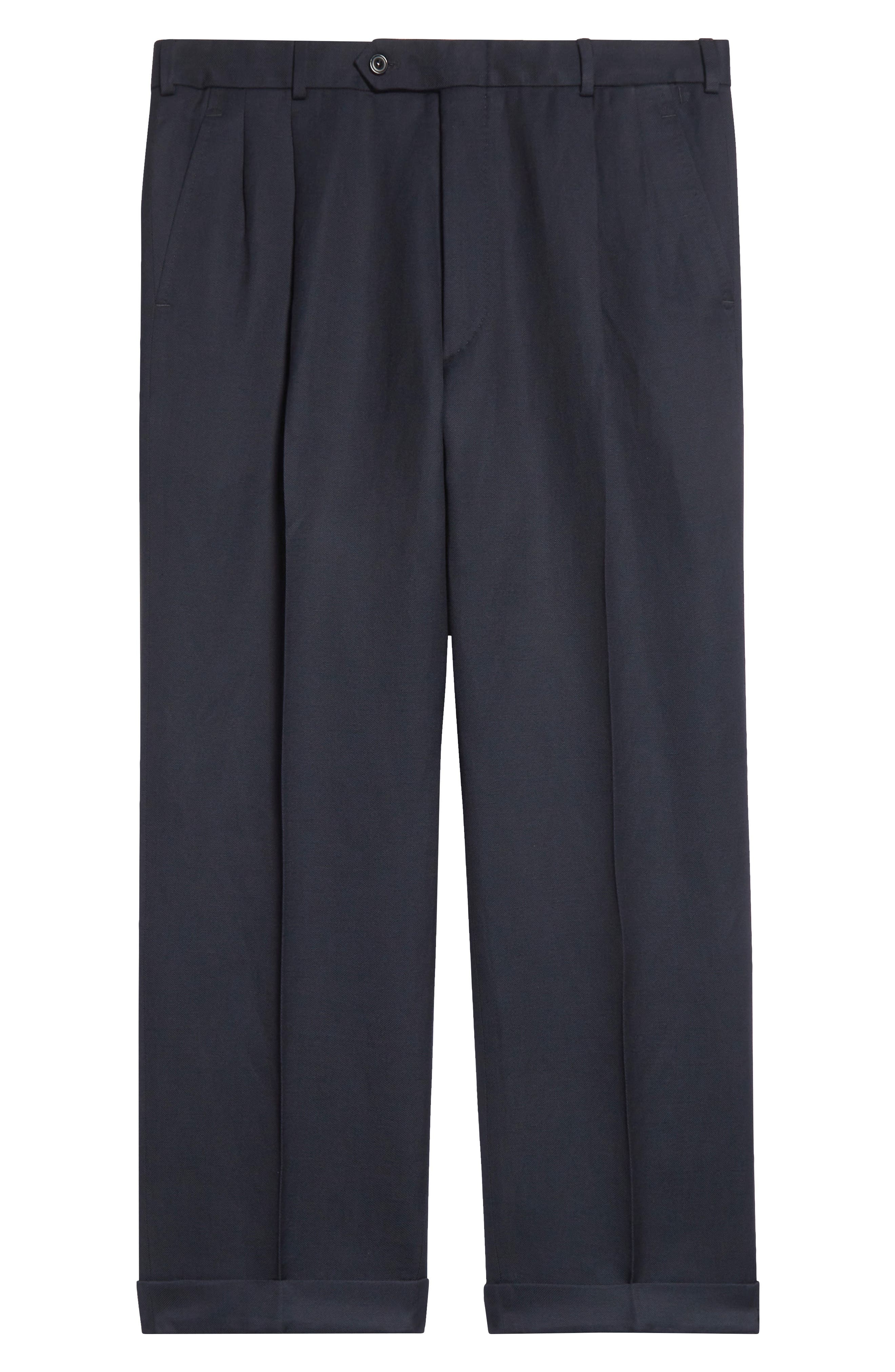 Maison Margiela Pleated Crop Barathea Straight Leg Pants in Blue at Nordstrom - 5