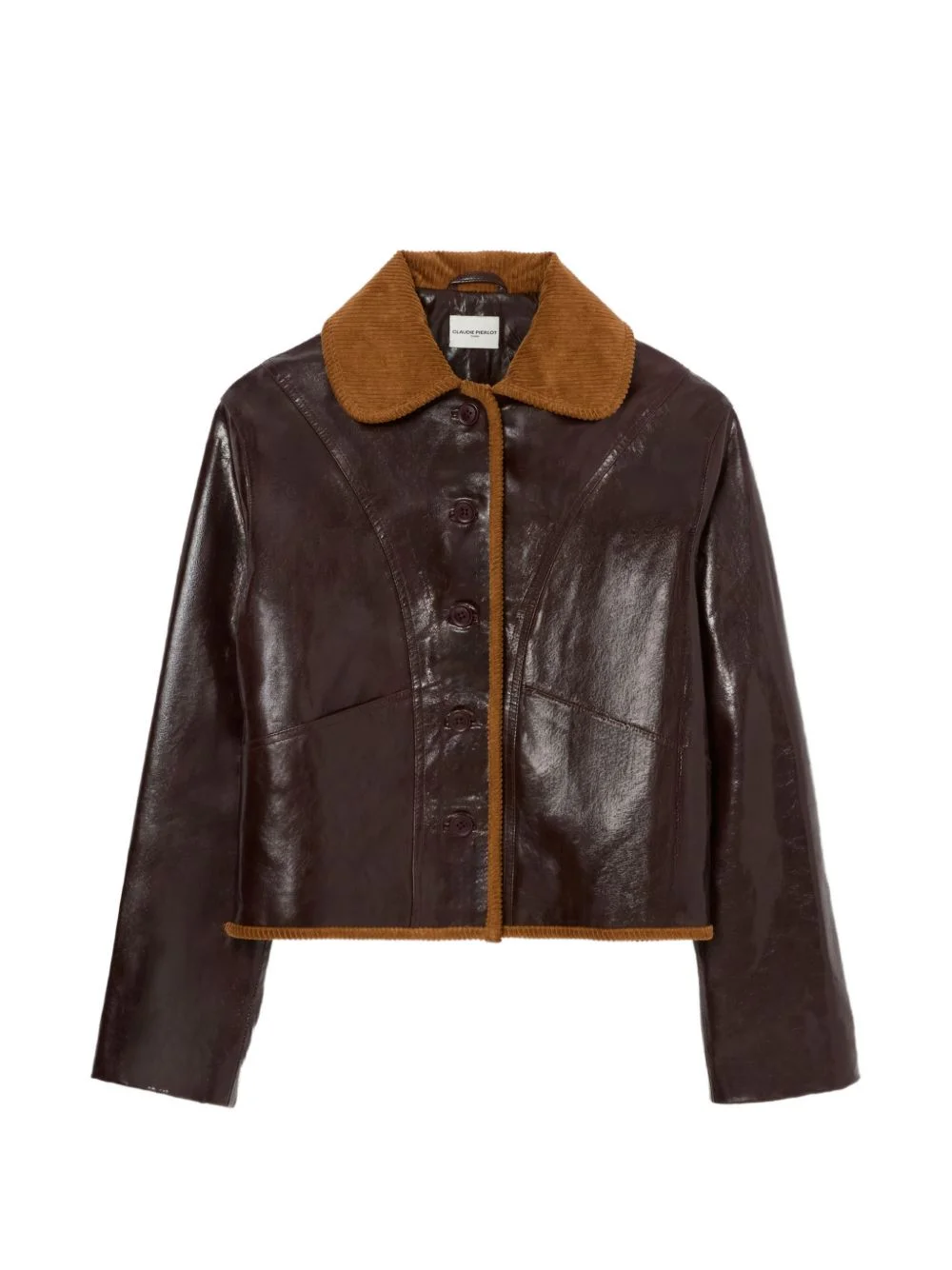 shiny-effect leather jacket - 1