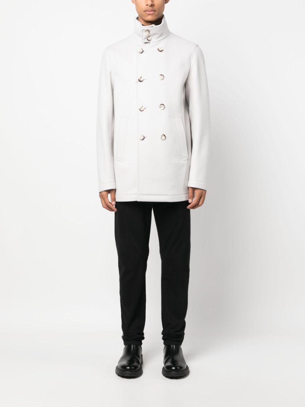 double-breasted high-neck coat - 2