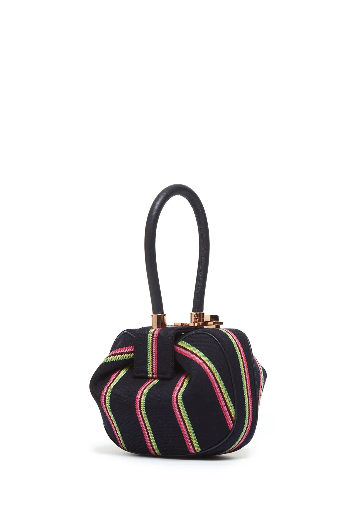 Striped Demi Bag in Navy Wool - 1