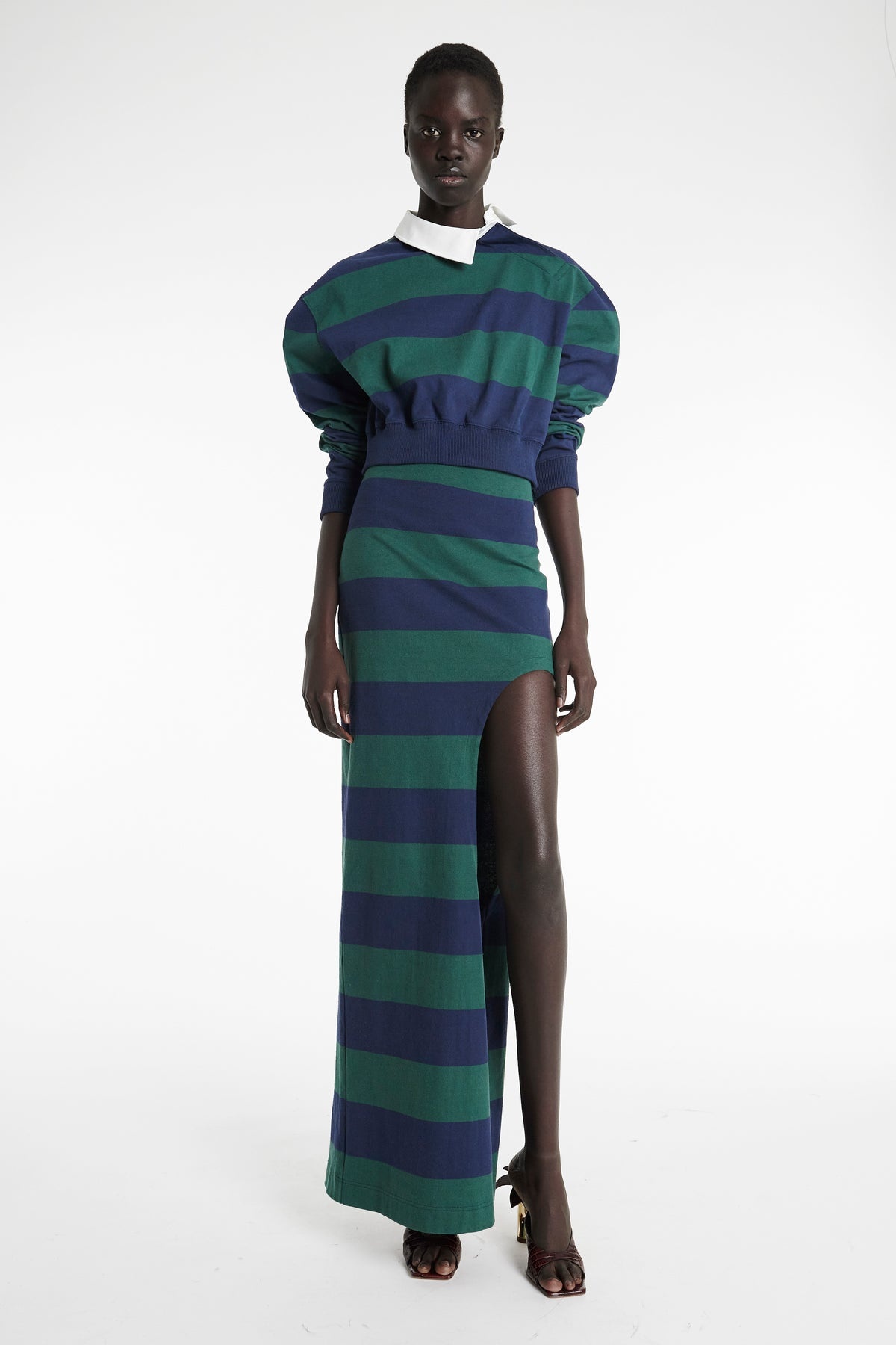 PENCIL SKIRT WITH CUT OUT EMERALD GREEN NAVY - 8