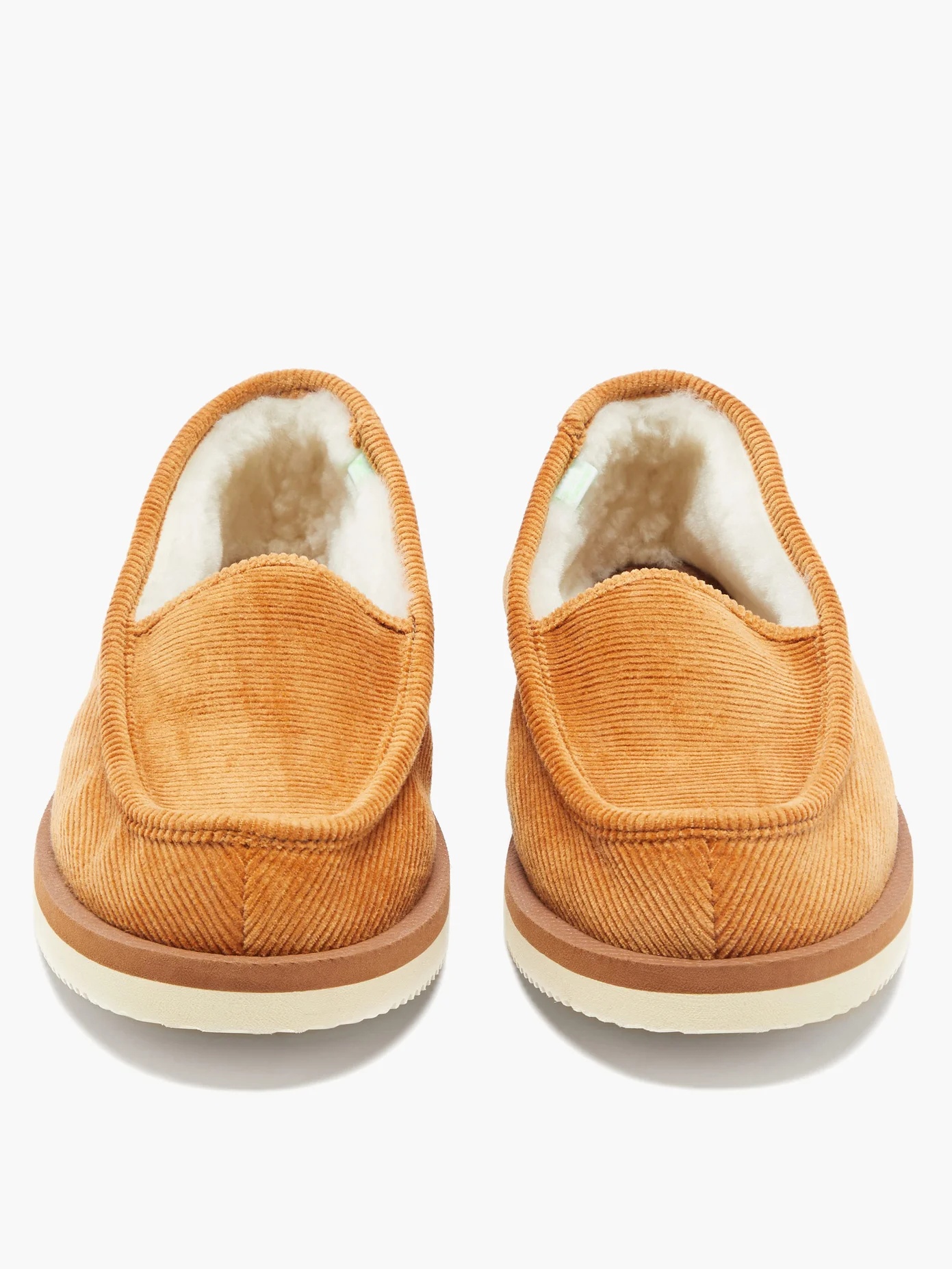 Corduroy shearling-lined slippers - 4