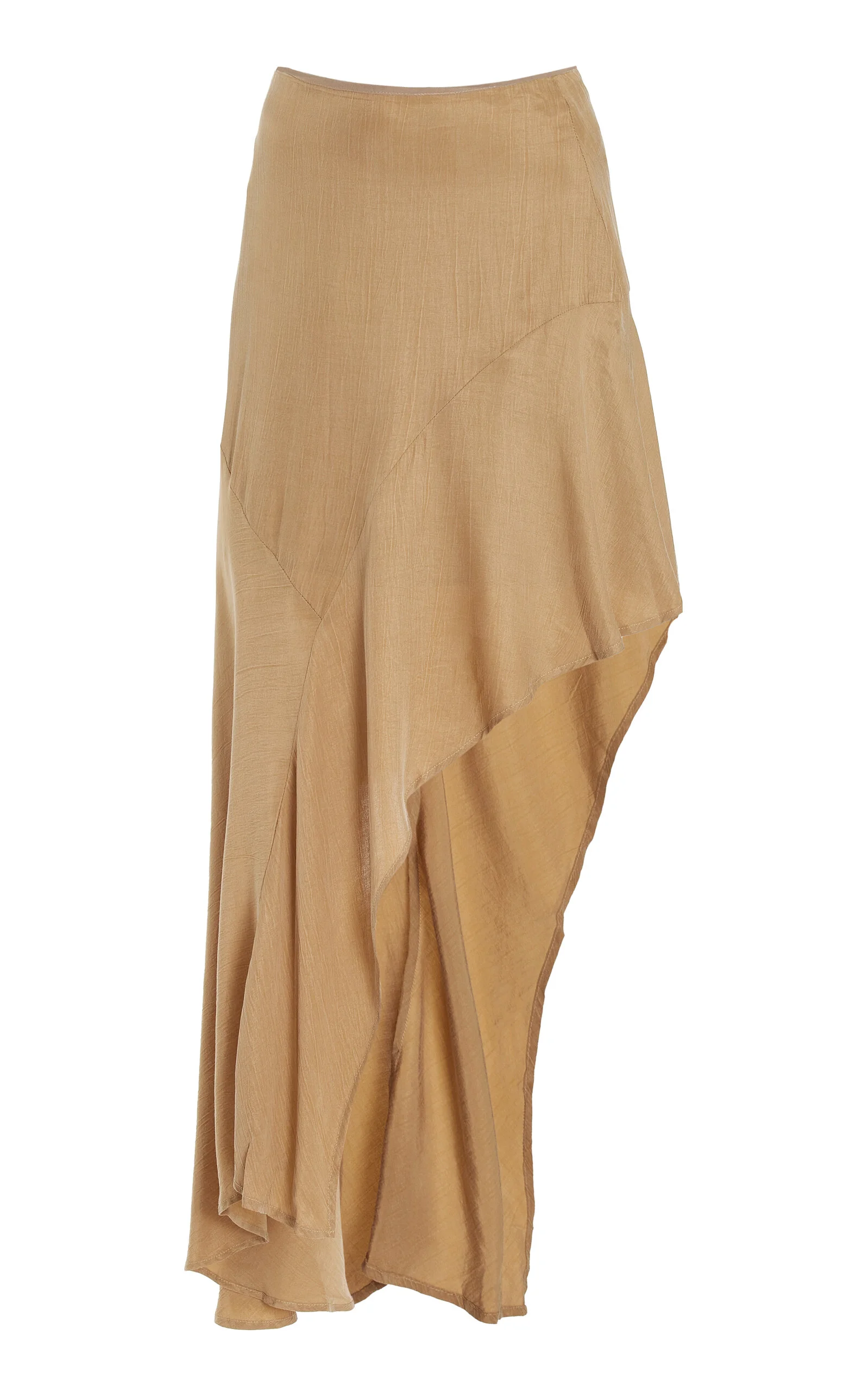 Pressed Petals Asymmetric Cupro Midi Skirt brown - 1
